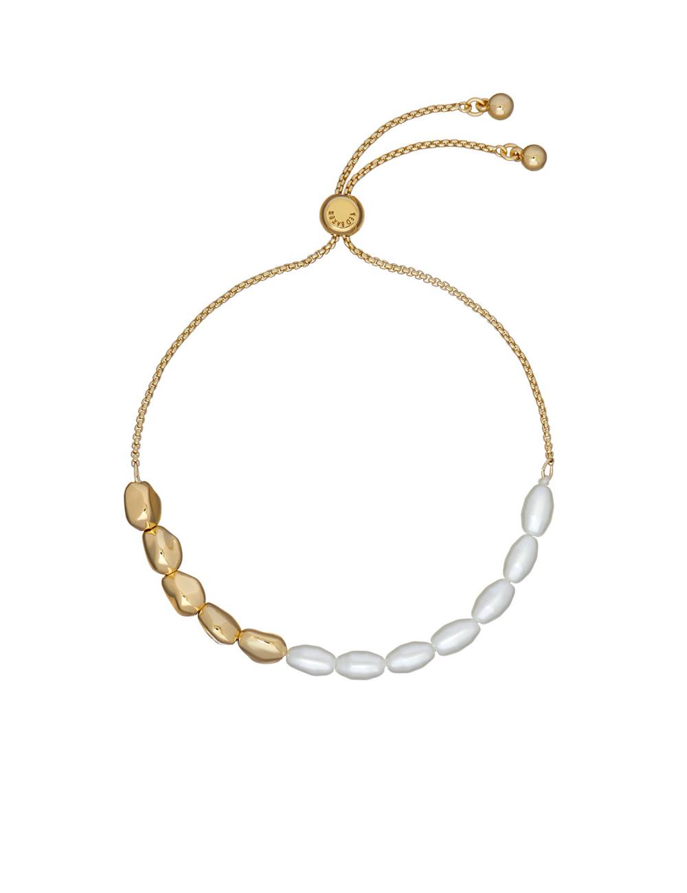 Bracelets Ted Baker INELA - Island Pearl Bead Adjustable Femme Doré | Paris  61470-OSRK
