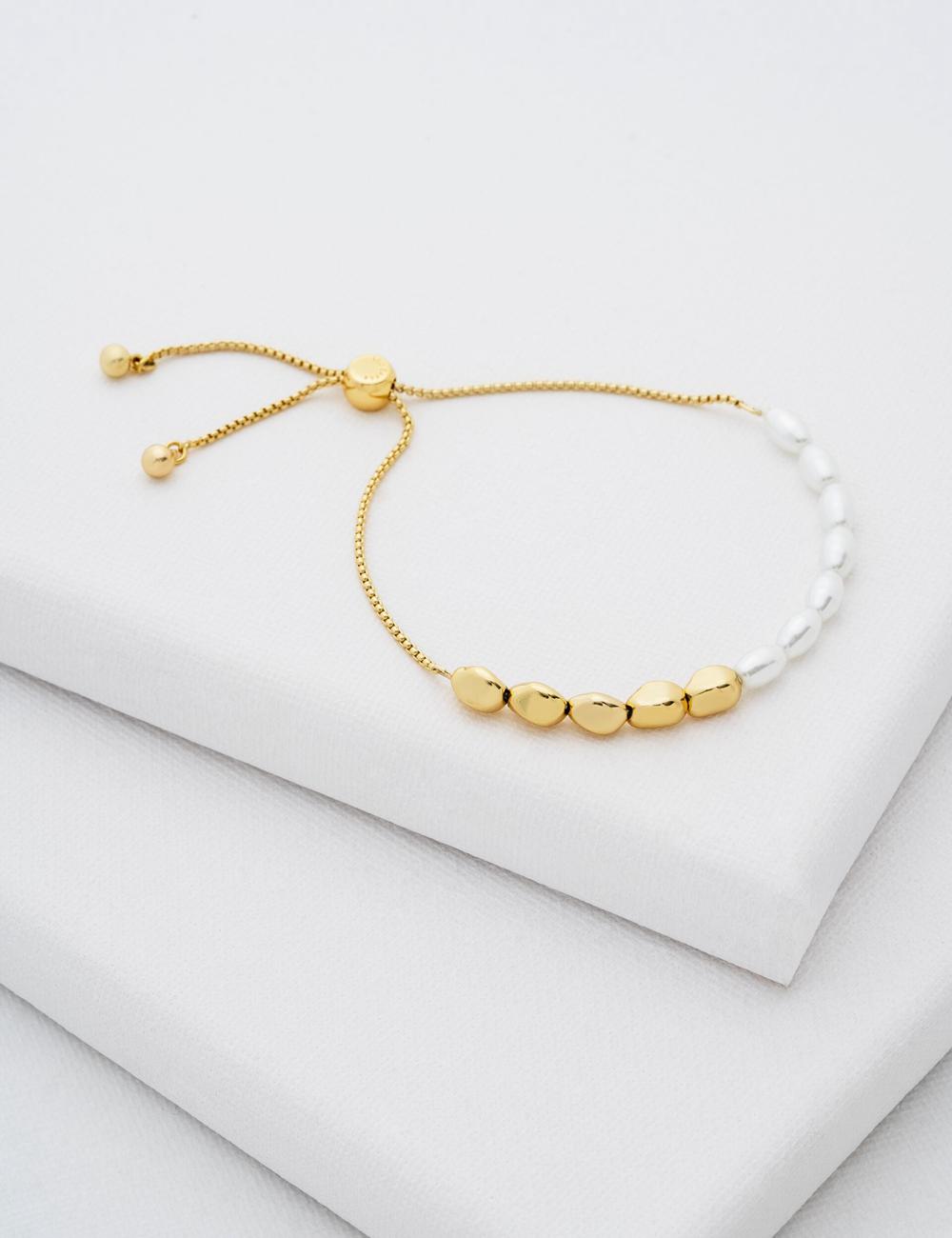 Bracelets Ted Baker INELA - Island Pearl Bead Adjustable Femme Doré | Paris  61470-OSRK