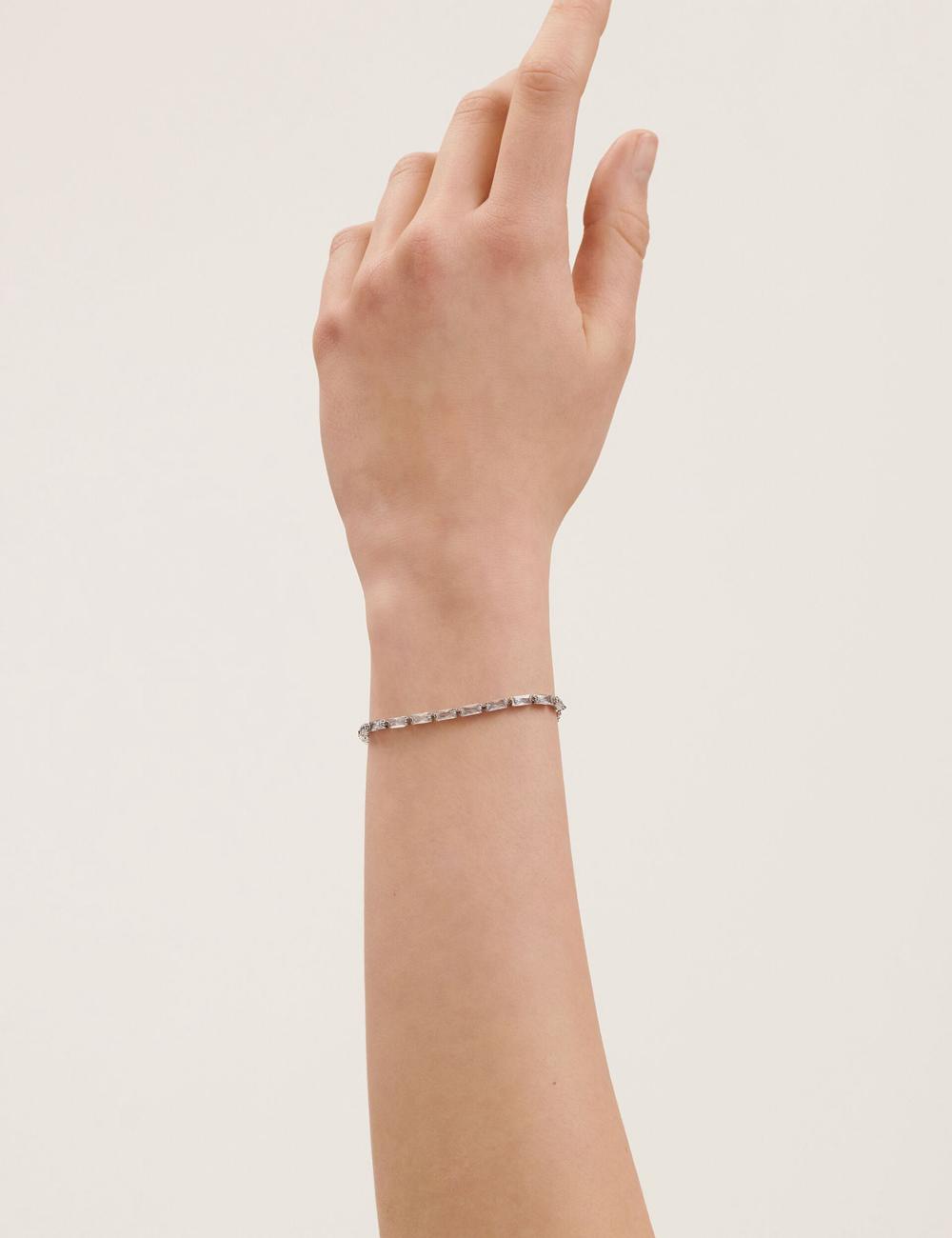 Bracelets Ted Baker ISELA - Baguette Crystal Slider Tennis Femme Argent | Paris  40362-RQWS