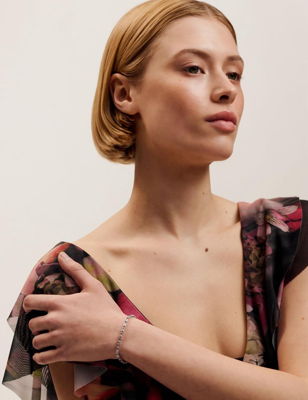 Bracelets Ted Baker ISELA - Baguette Crystal Slider Tennis Femme Argent | Paris  40362-RQWS