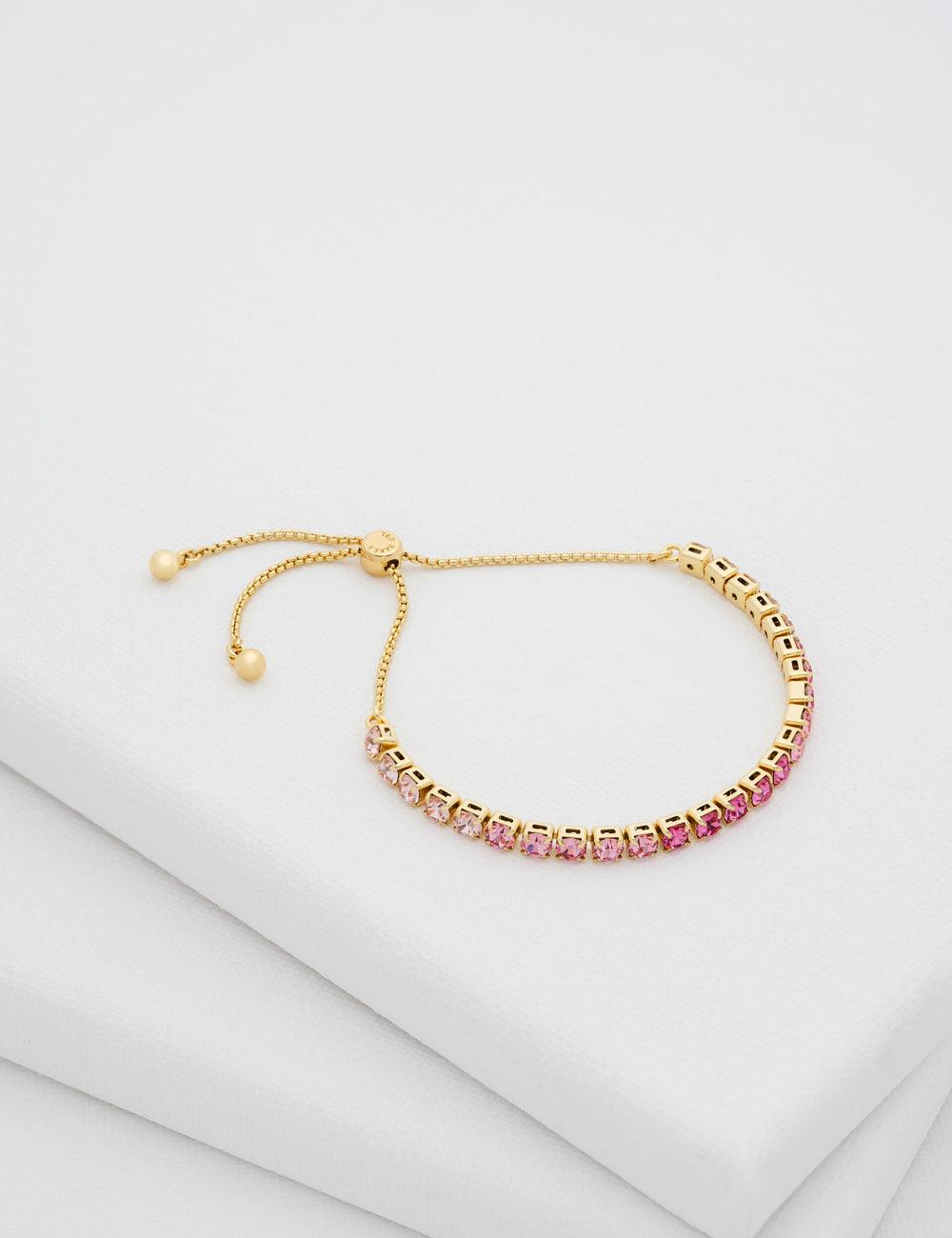 Bracelets Ted Baker MELRAH - Crystal Adjustable Tennis Femme Rose | Paris  07135-CIZU