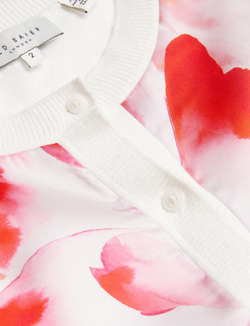 Cardigan Ted Baker DARCIYY - Printed Front 3/4 Sleeve Femme Ivory | Paris  19578-GZIS