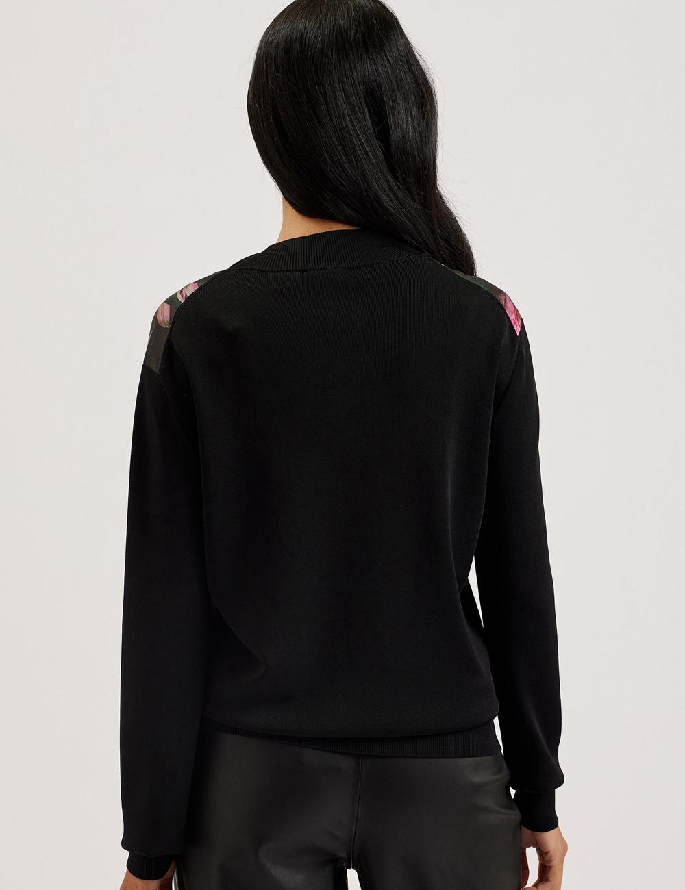 Cardigan Ted Baker GEMHAA - Printed Panel Long Sleeve Femme Noir | Paris  34219-HJKA