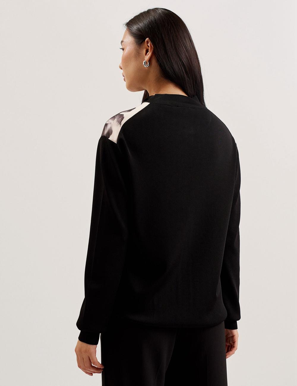 Cardigan Ted Baker GWEENN - Monochrome Print Woven Front Femme Noir | Paris  85396-YIWN