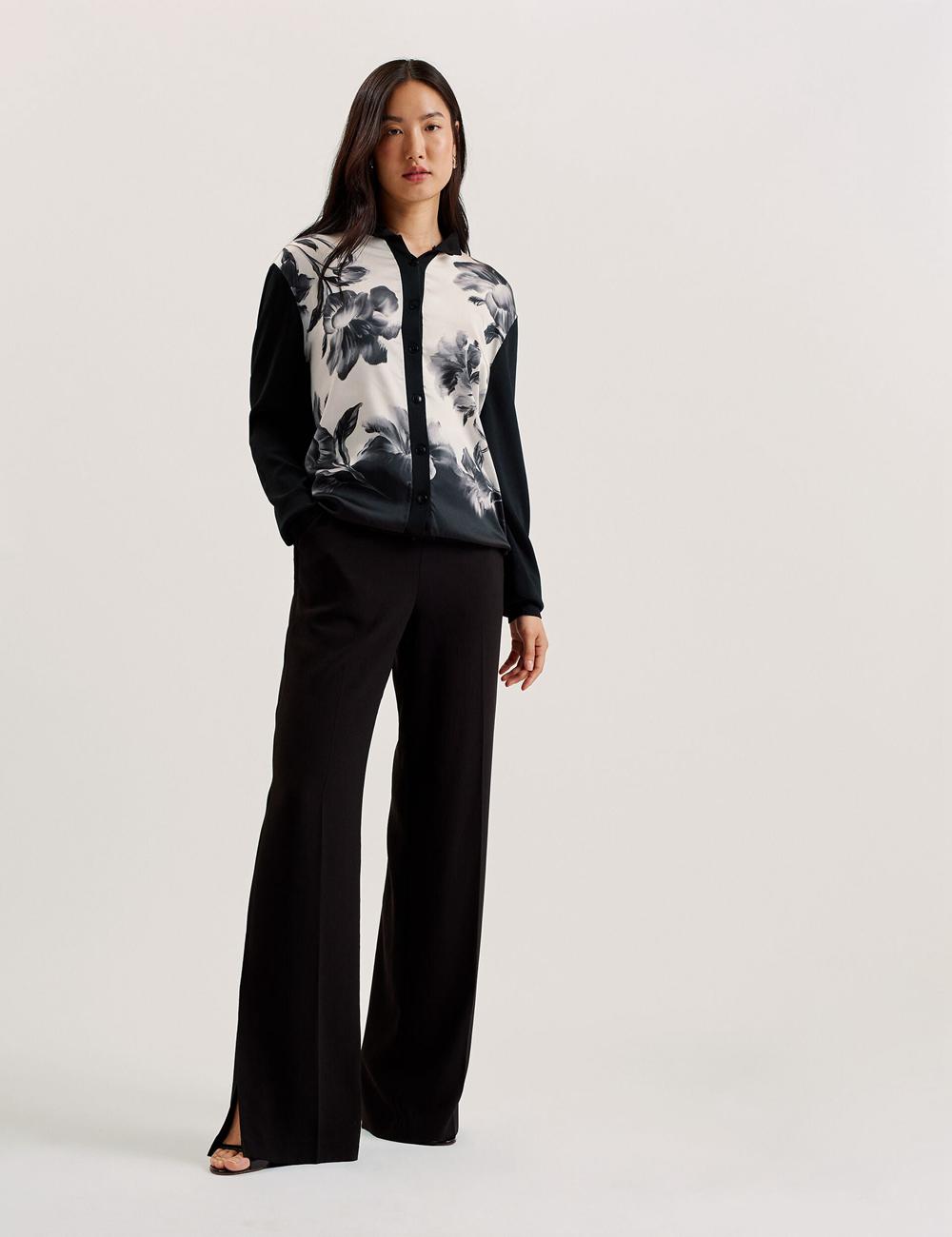Cardigan Ted Baker GWEENN - Monochrome Print Woven Front Femme Noir | Paris  85396-YIWN