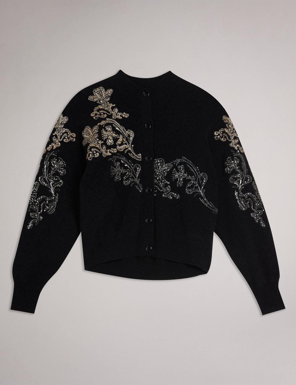 Cardigan Ted Baker JENIIYY - Sequin Embellished Wool Bomber Femme Grise | Paris  92580-UWZH