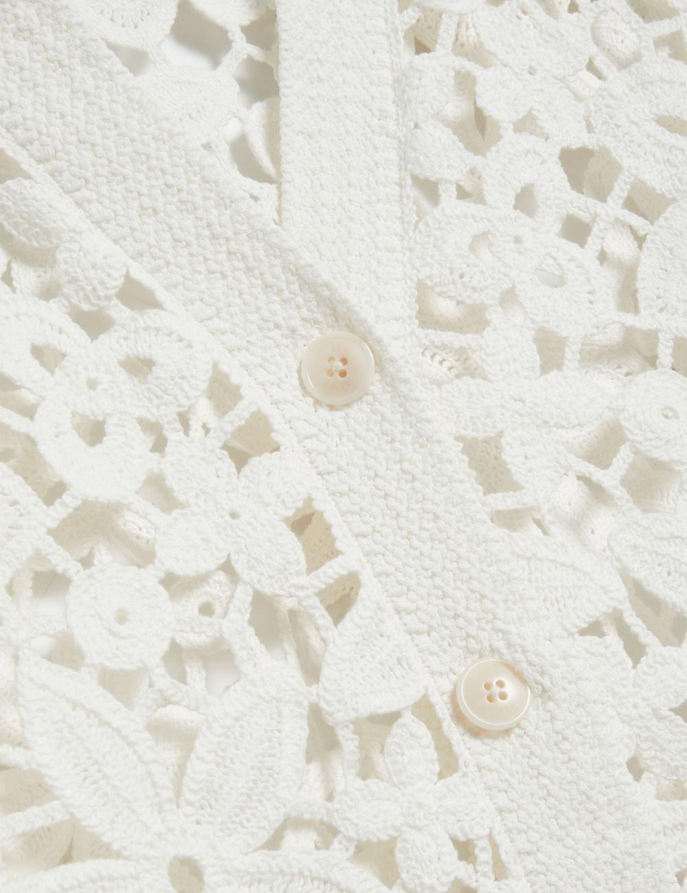 Cardigan Ted Baker TARLI - Crochet Open Knit Longline Femme Blanche | Paris  49576-BQWP