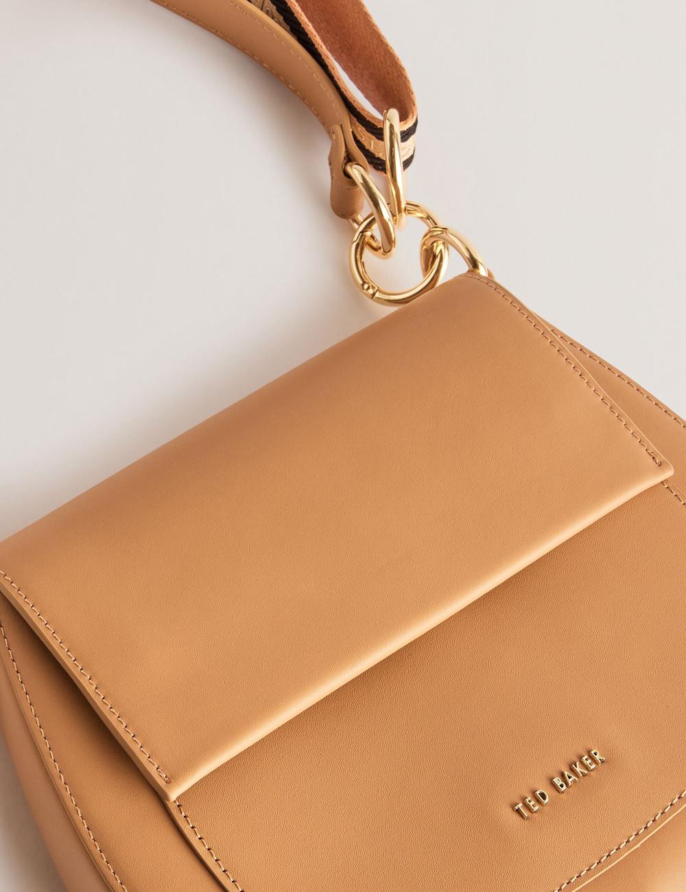Cartables Ted Baker DARCELL - Leather Webbing Crossbody Satchel Femme Taupe | Paris  62175-LVHZ