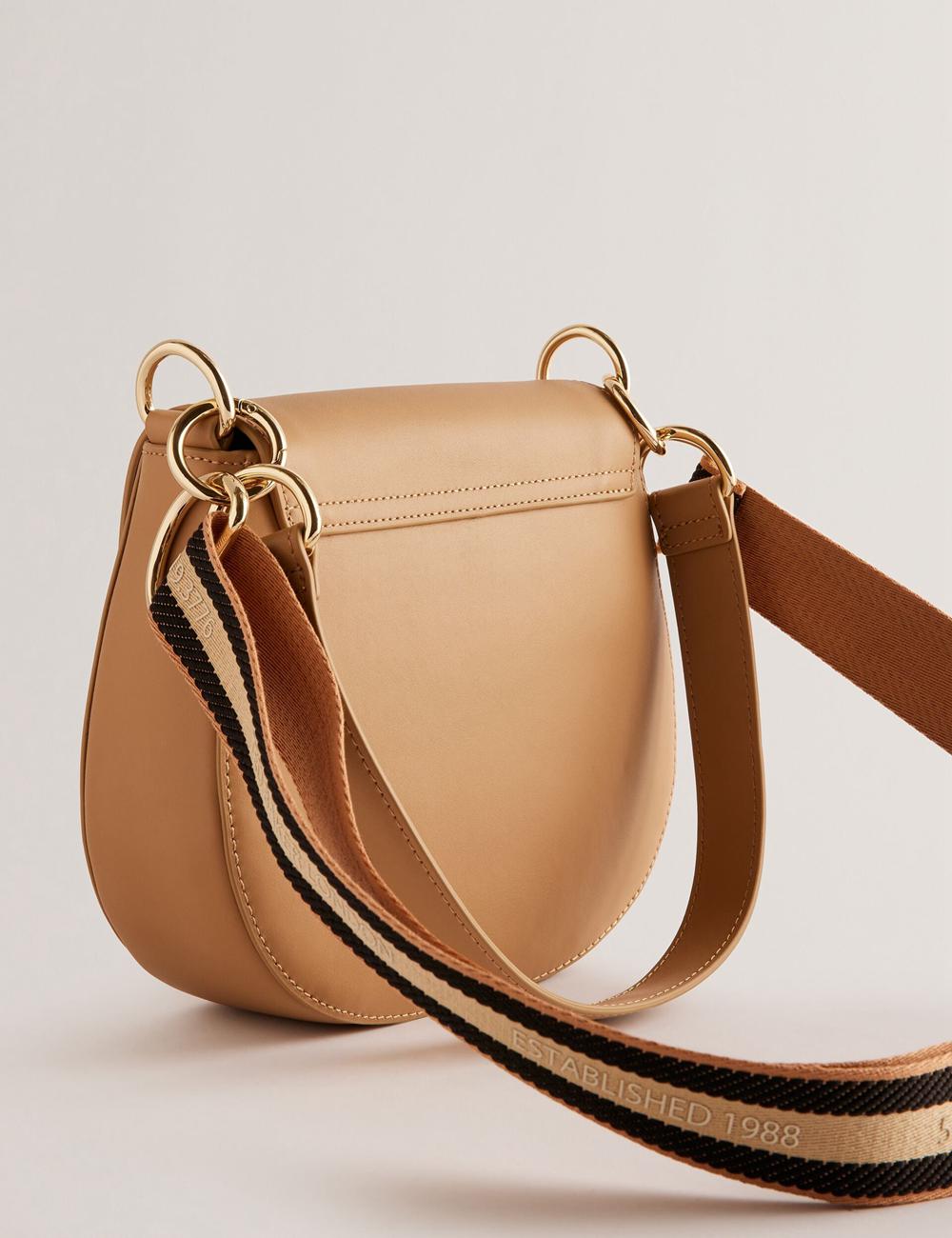 Cartables Ted Baker DARCELL - Leather Webbing Crossbody Satchel Femme Taupe | Paris  62175-LVHZ