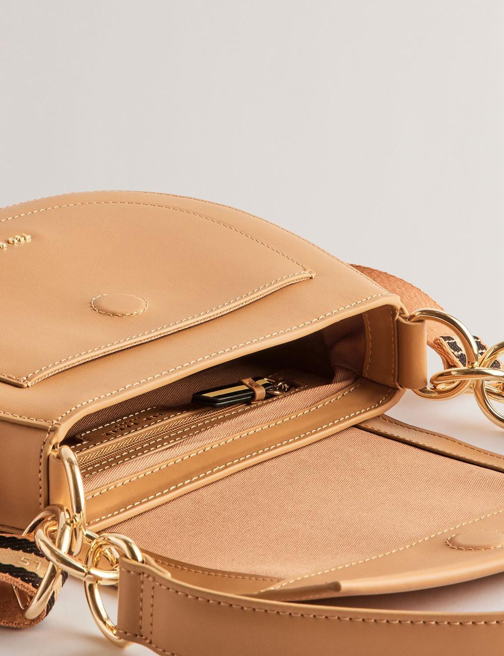 Cartables Ted Baker DARCELL - Leather Webbing Crossbody Satchel Femme Taupe | Paris  62175-LVHZ