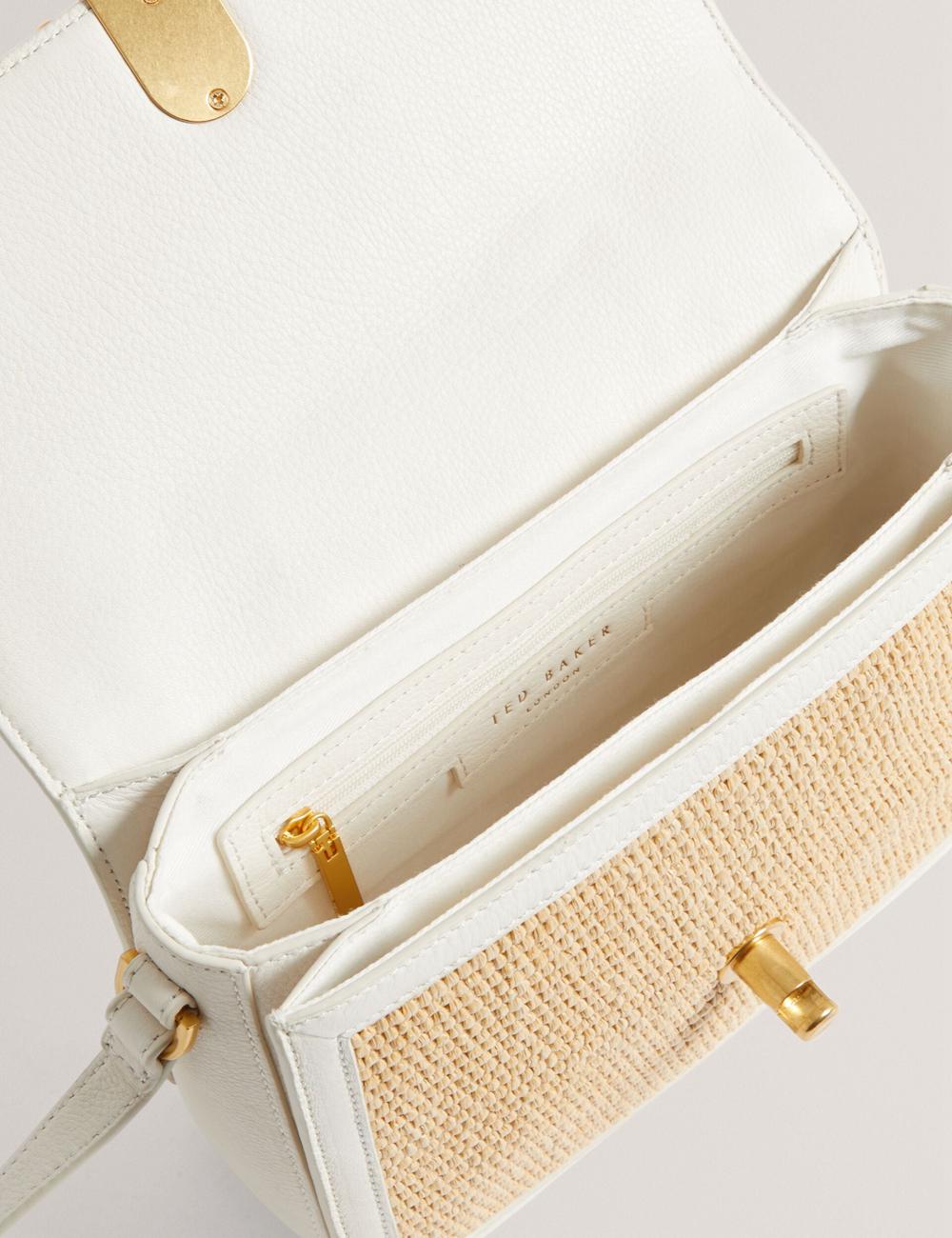 Cartables Ted Baker KKASSIA - Faux Raffia Twist Lock Crossbody Satchel Femme Ecru | Paris  71526-TMSX