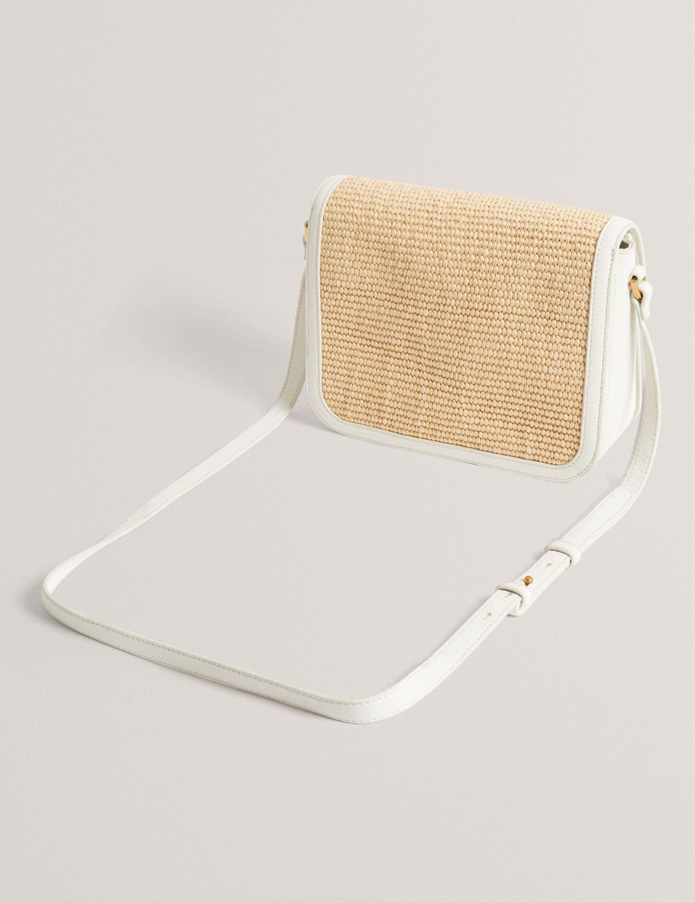 Cartables Ted Baker KKASSIA - Faux Raffia Twist Lock Crossbody Satchel Femme Ecru | Paris  71526-TMSX