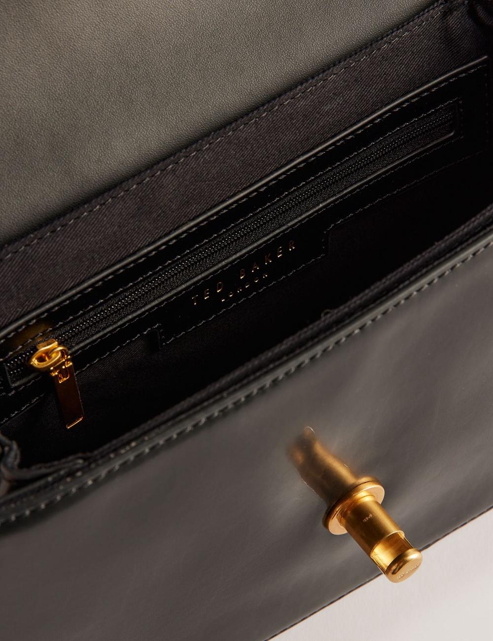 Cartables Ted Baker KKAYLI - Polished Leather Crossbody Satchel Femme Noir | Paris  43097-FWME