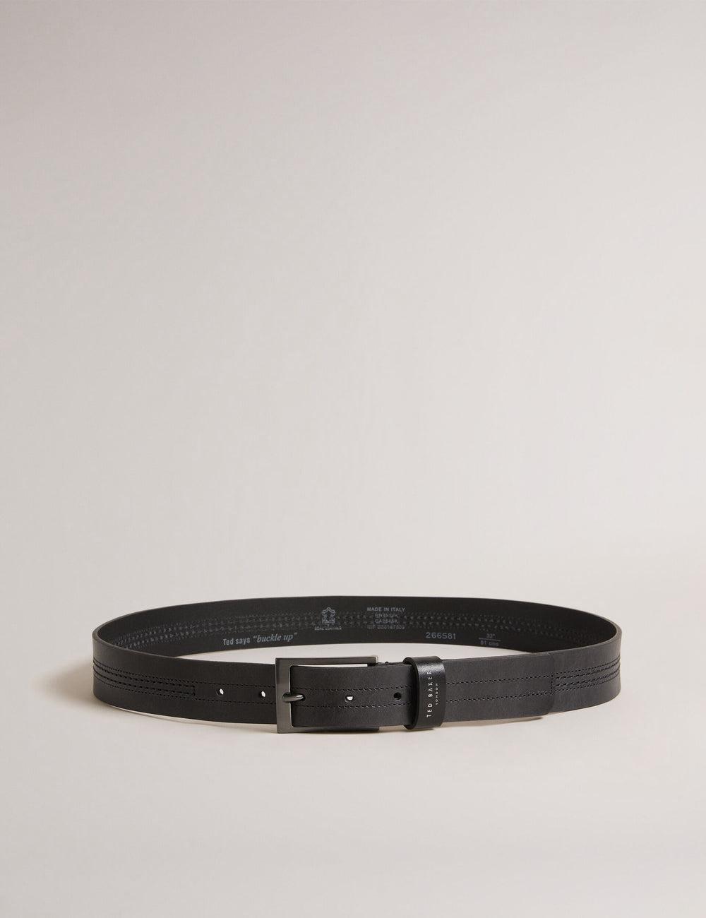 Ceintures Ted Baker CRISIC - Stitch Detail Leather Homme Noir | Paris  68539-AWHE