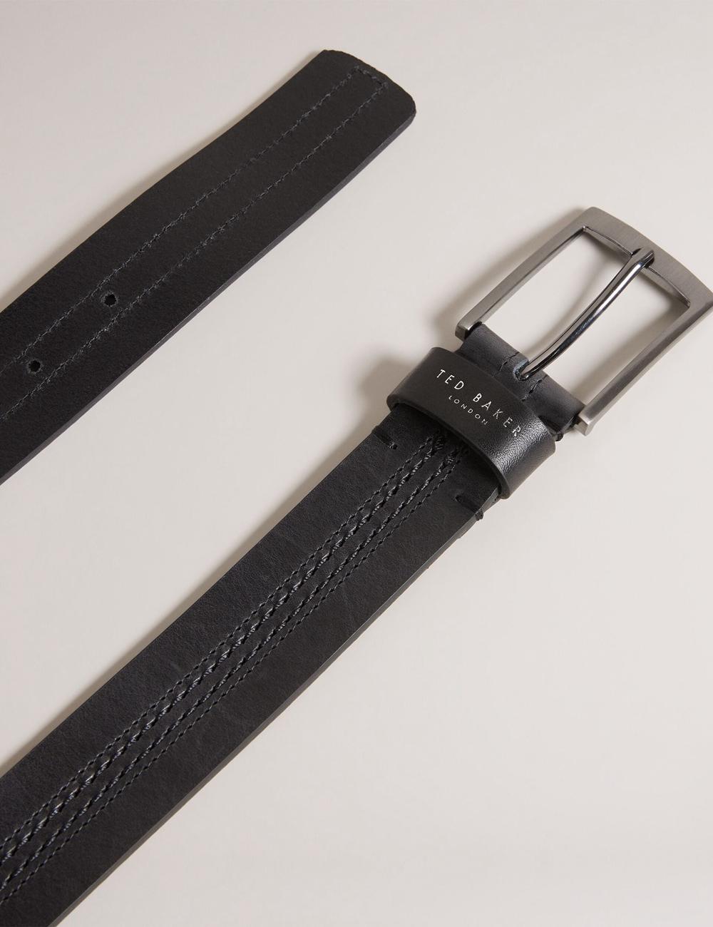 Ceintures Ted Baker CRISIC - Stitch Detail Leather Homme Noir | Paris  68539-AWHE