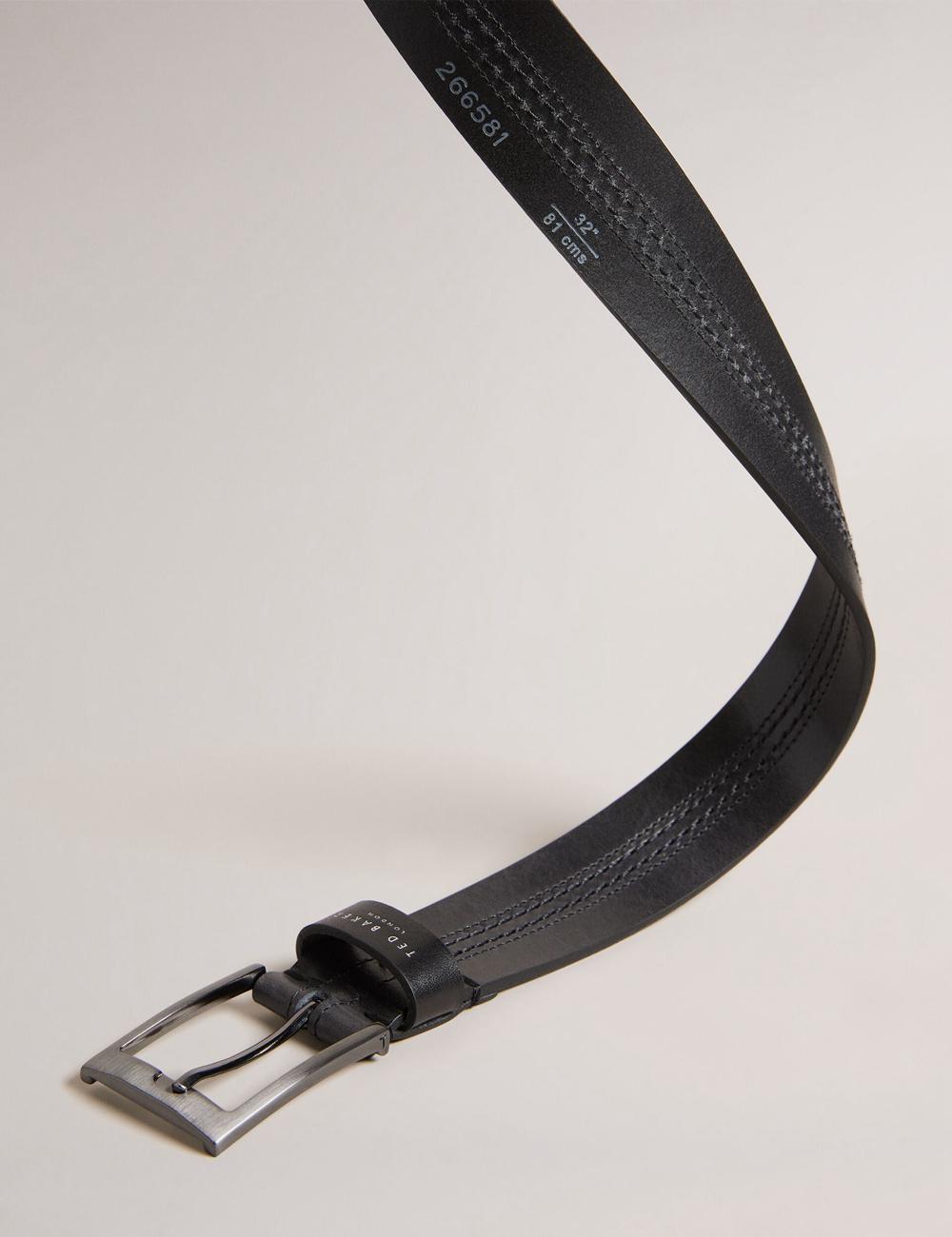 Ceintures Ted Baker CRISIC - Stitch Detail Leather Homme Noir | Paris  68539-AWHE