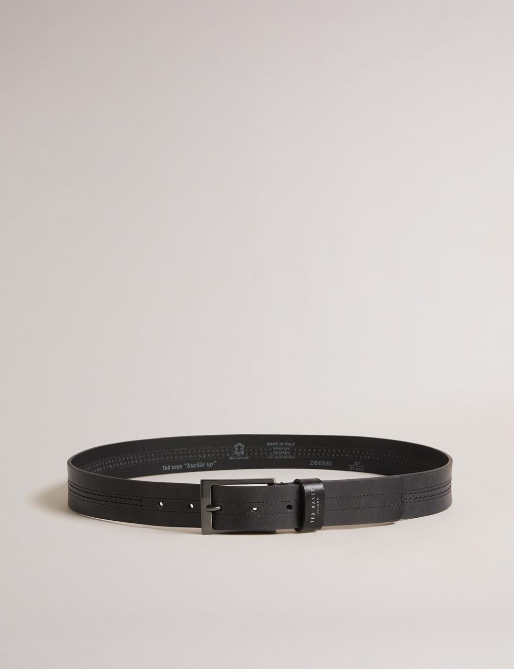 Ceintures Ted Baker CRISIC - Stitch Detail Leather Homme Noir | Paris  68539-AWHE