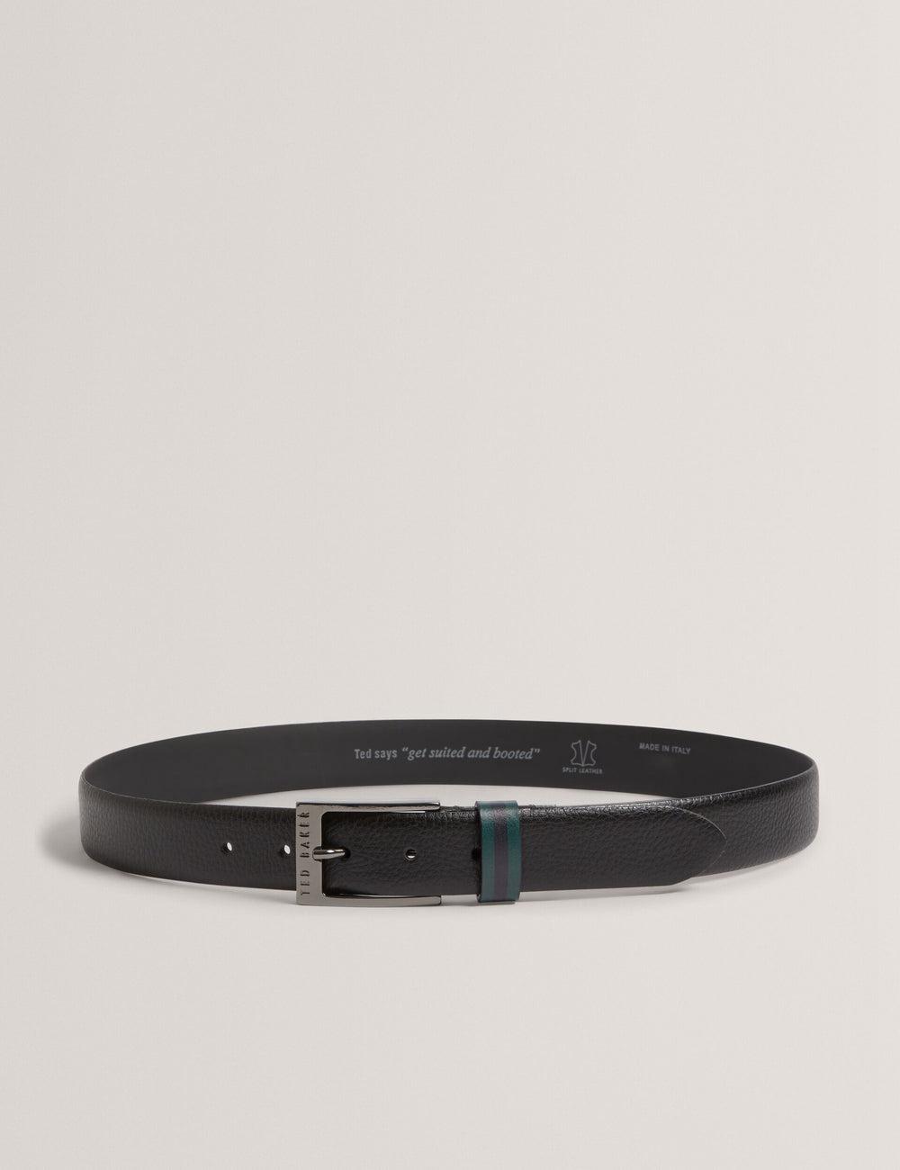 Ceintures Ted Baker KENDON - Grained Leather With Striped Loop Homme Noir | Paris  82691-DZBN