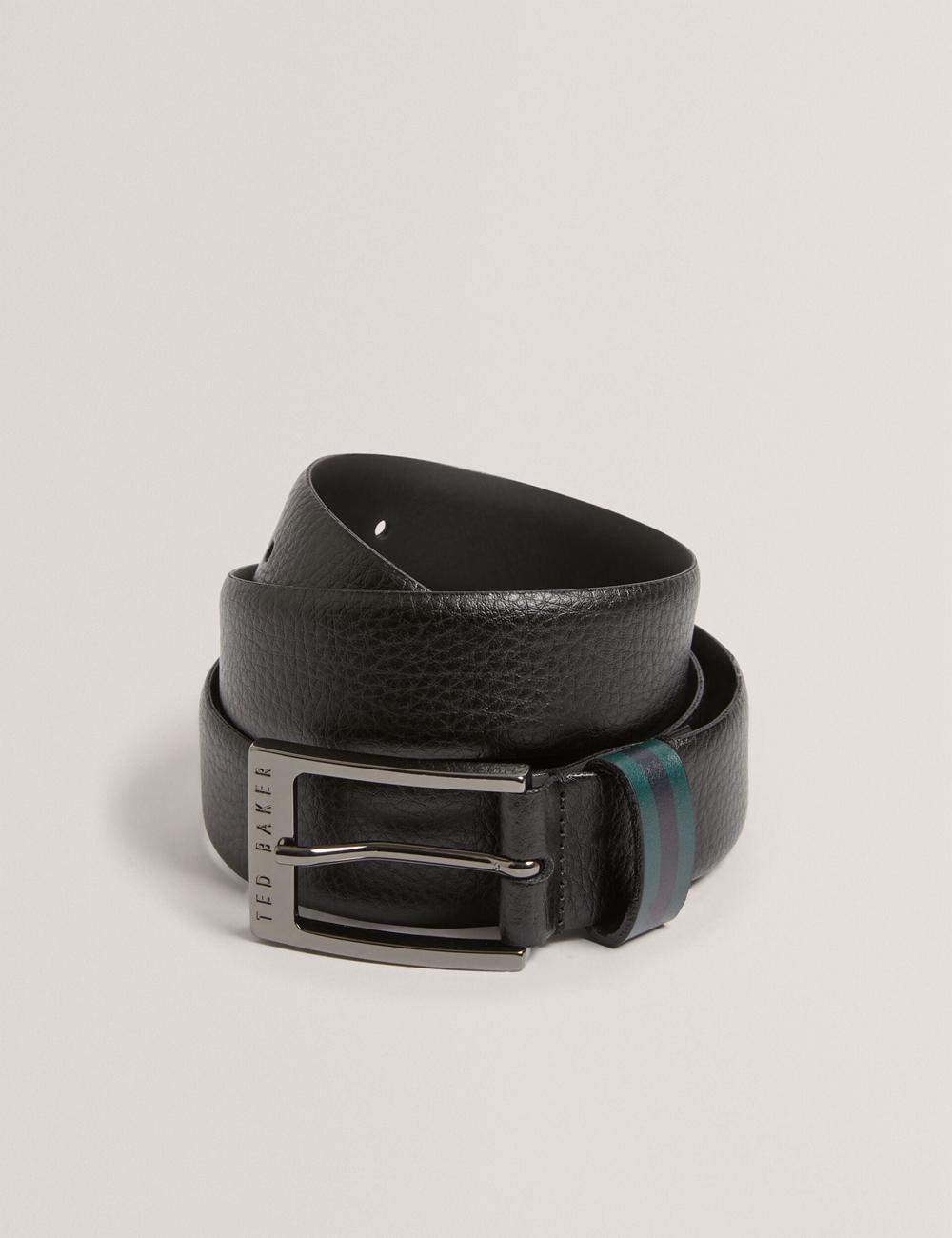 Ceintures Ted Baker KENDON - Grained Leather With Striped Loop Homme Noir | Paris  82691-DZBN