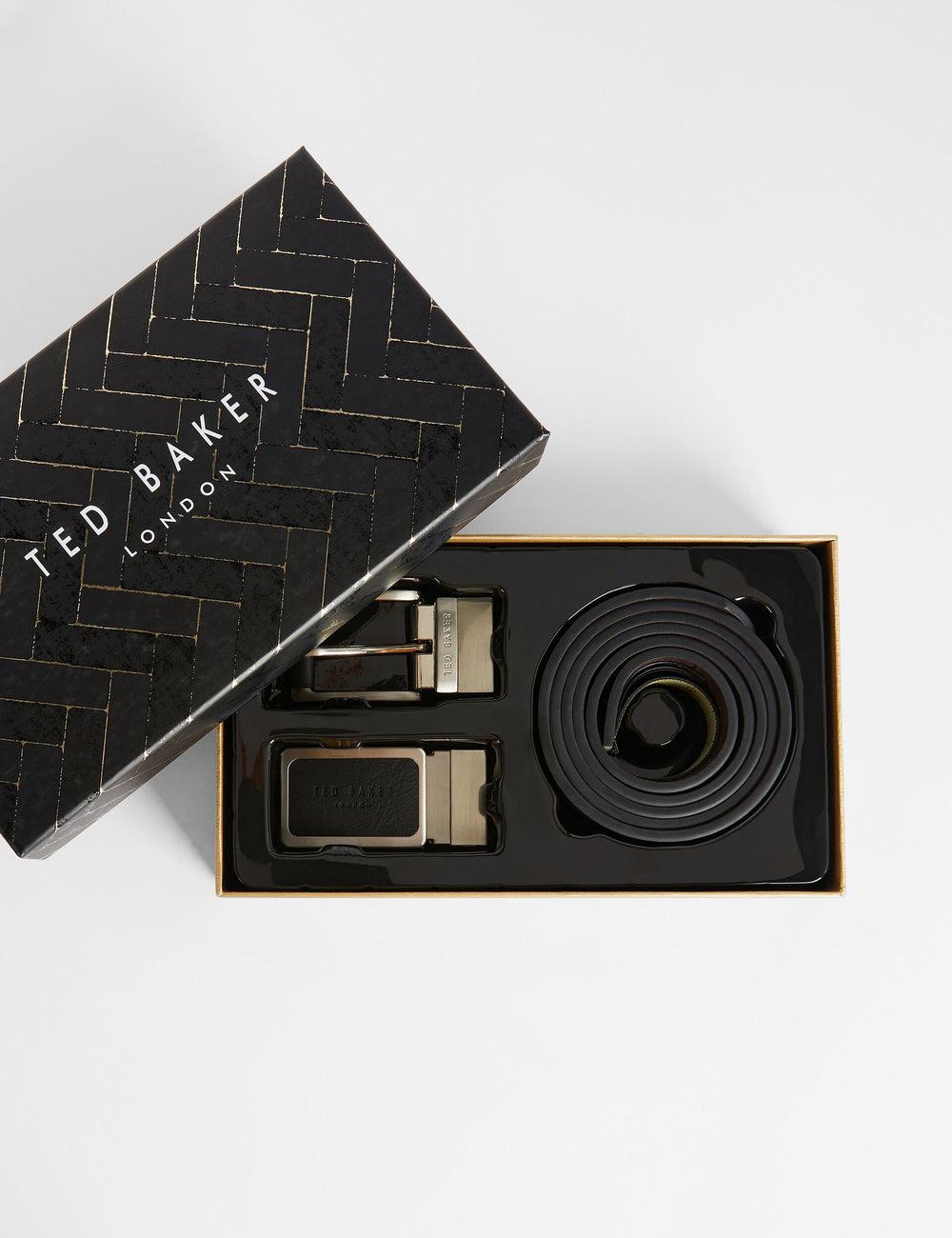 Ceintures Ted Baker RATE - Faux Leather Belt Gift Set Homme Noir | Paris  30841-JRQL
