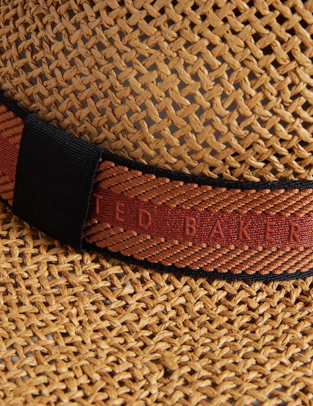 Chapeaux Ted Baker CLAIRIE - Straw Webbing Trim Femme Ecru | Paris  01247-QMGR