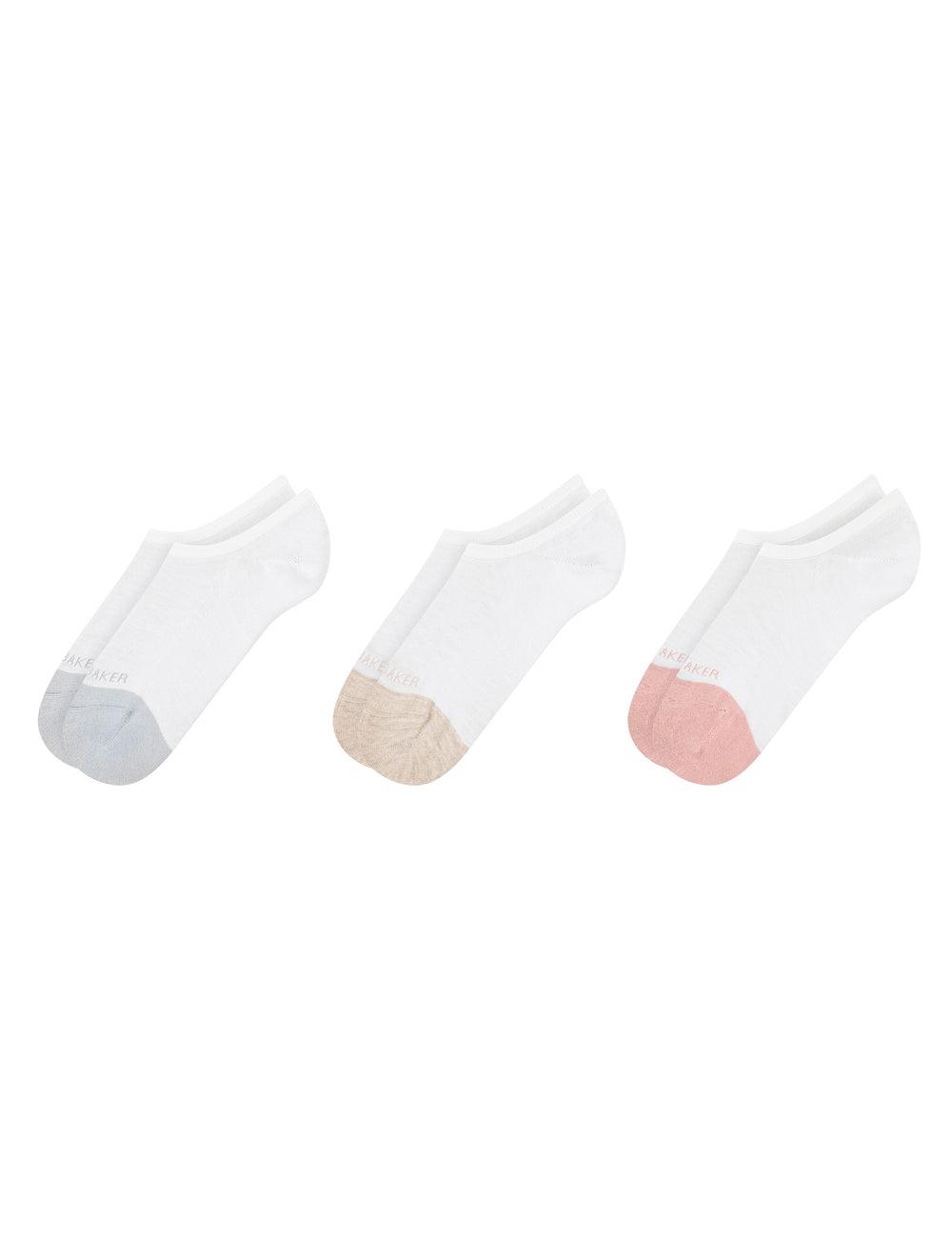 Chaussette Ted Baker 3 Pack Contrast Toe Liner Trainer Femme Blanche | Paris  73159-TYGJ