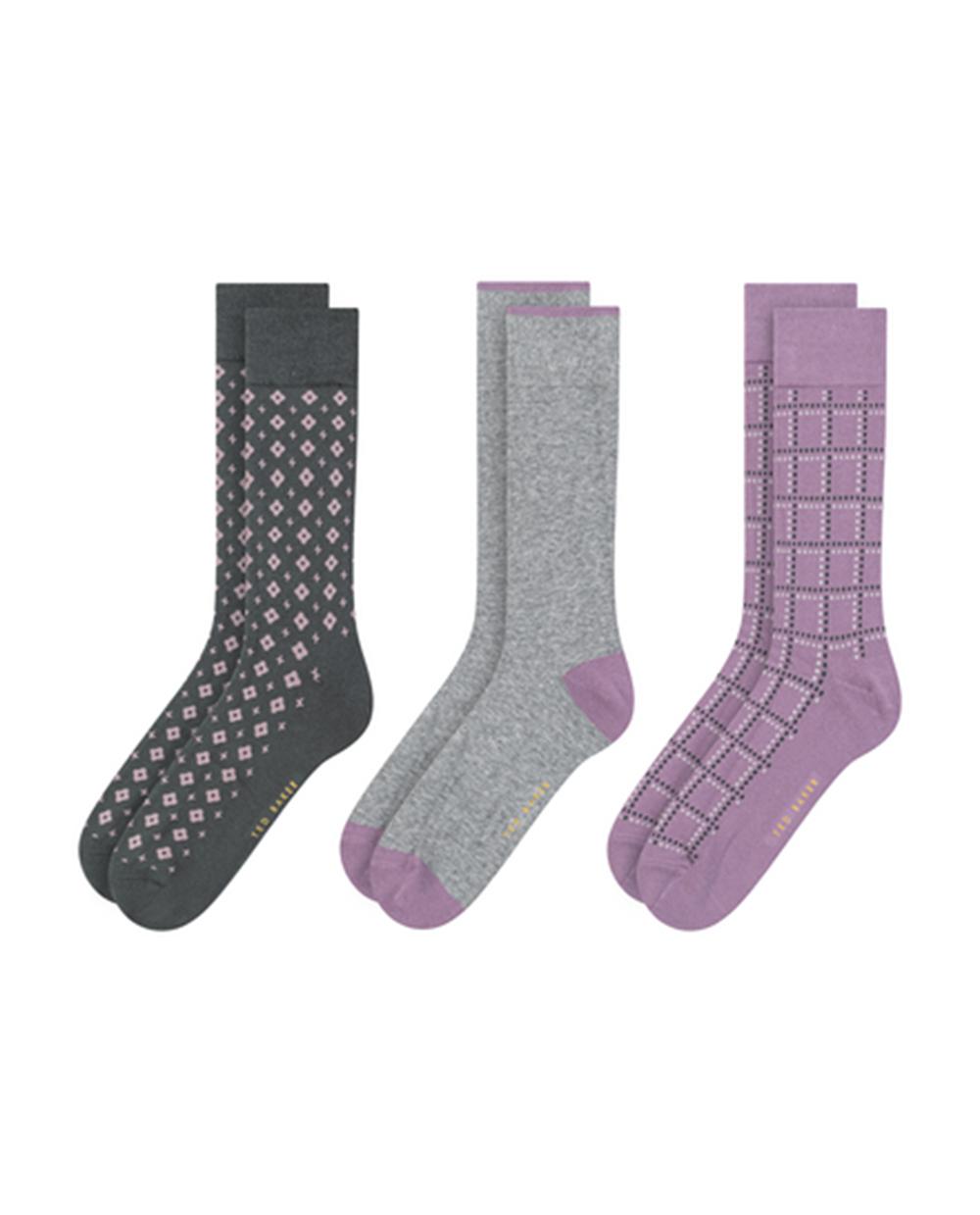Chaussette Ted Baker 3 Pack Geometric Check Crew Homme Vert | Paris  68432-XVWP