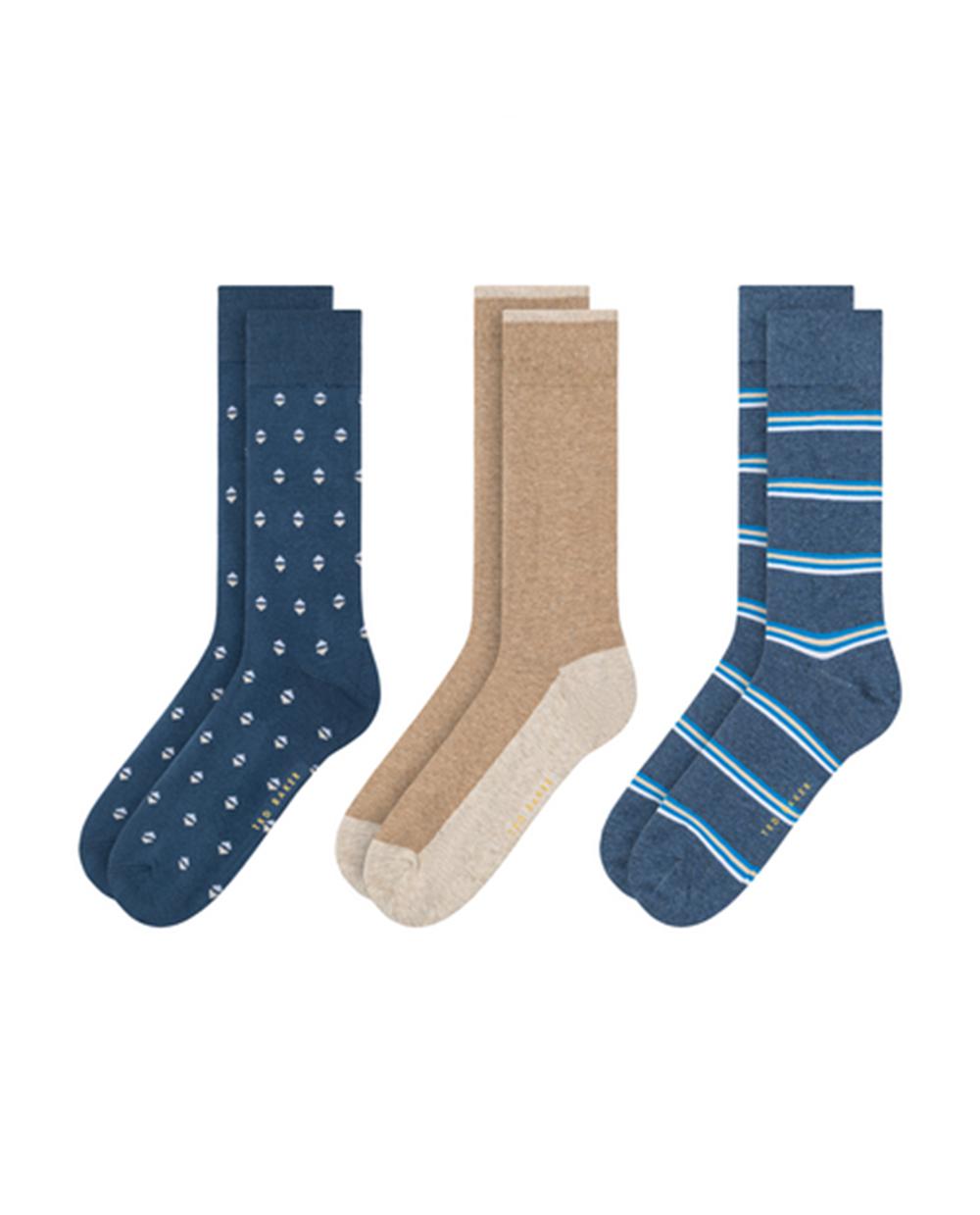 Chaussette Ted Baker 3 Pack Geometric Stripe Crew Homme Grise | Paris  08615-GXRB