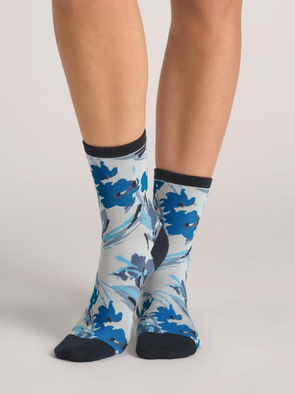 Chaussette Ted Baker 3 Pack Mixed Floral Rayon Crew Femme Bleu | Paris  86470-RHNZ