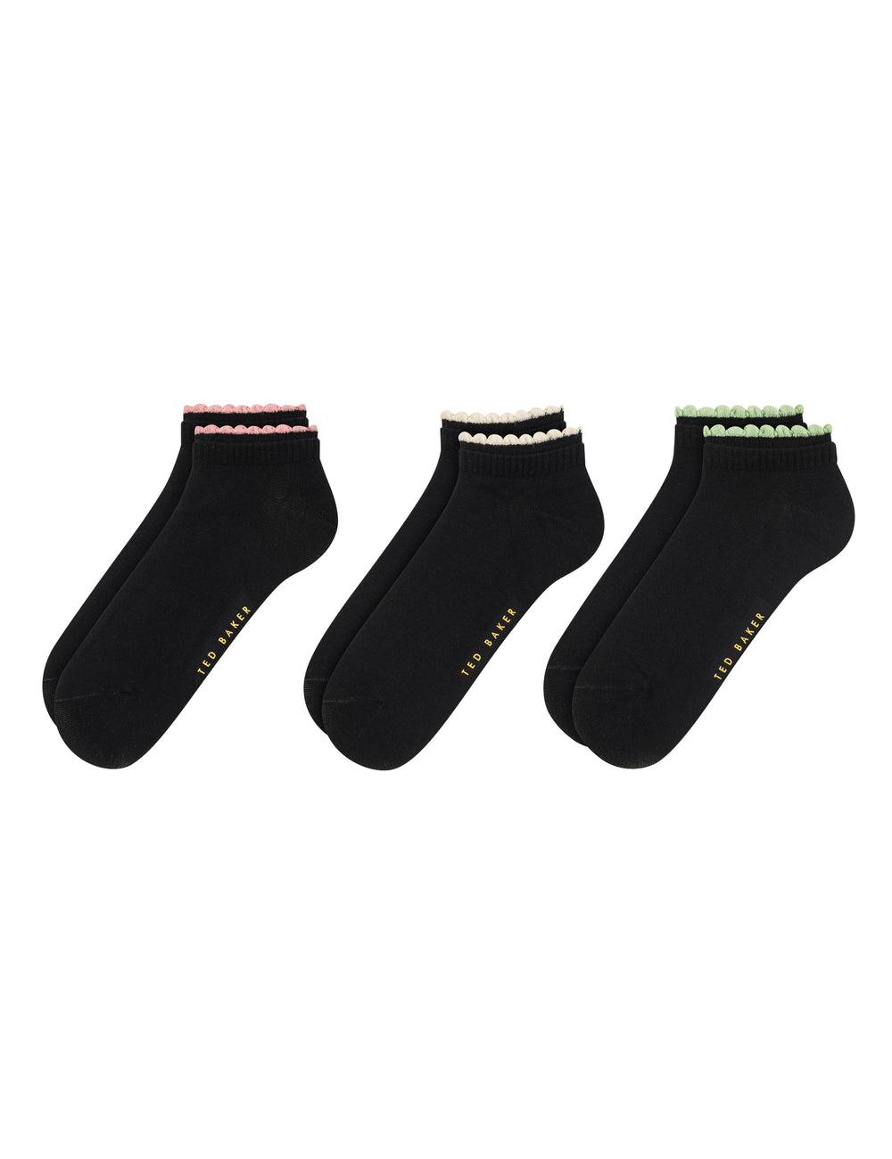 Chaussette Ted Baker 3 Pack Scalloped Low Cut Ankle Femme Noir | Paris  78093-QNKA
