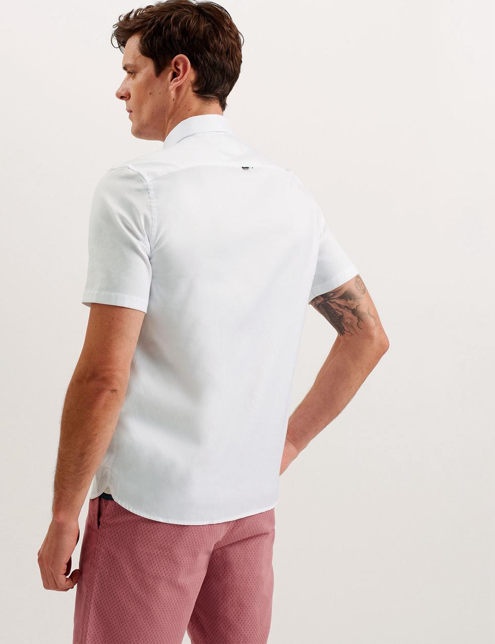 Chemises Ted Baker ALDGTE - Short Sleeve Cotton Oxford Homme Blanche | Paris  20946-IHUO