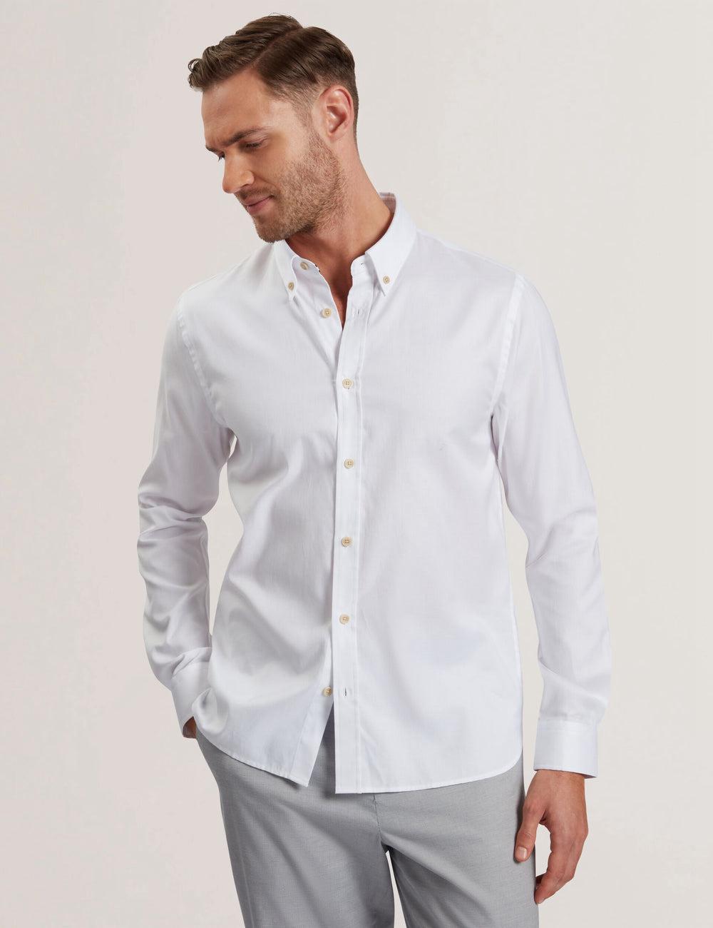 Chemises Ted Baker ALLARDO - Regular Fit Cotton Oxford Homme Blanche | Paris  37158-SPLF