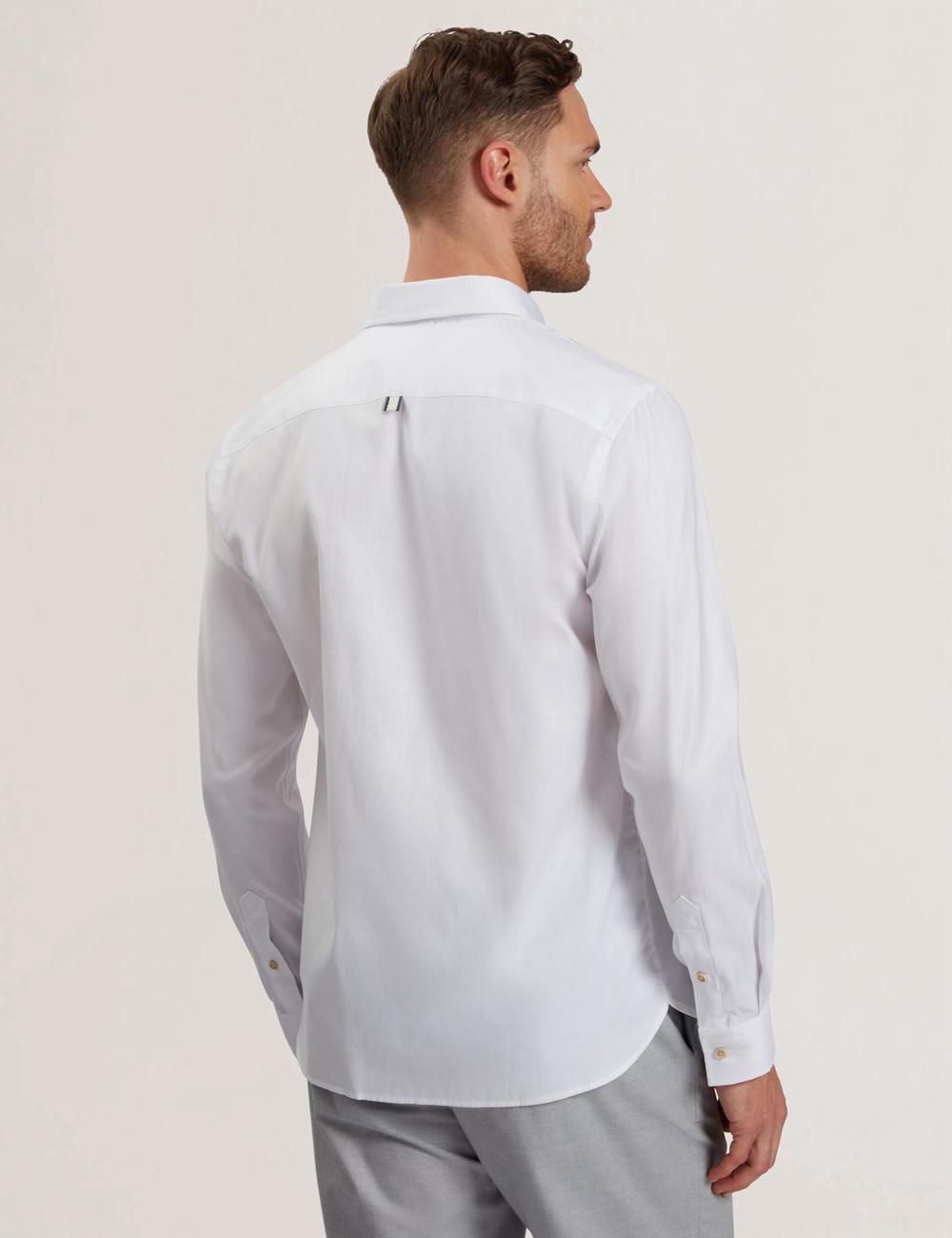 Chemises Ted Baker ALLARDO - Regular Fit Cotton Oxford Homme Blanche | Paris  37158-SPLF