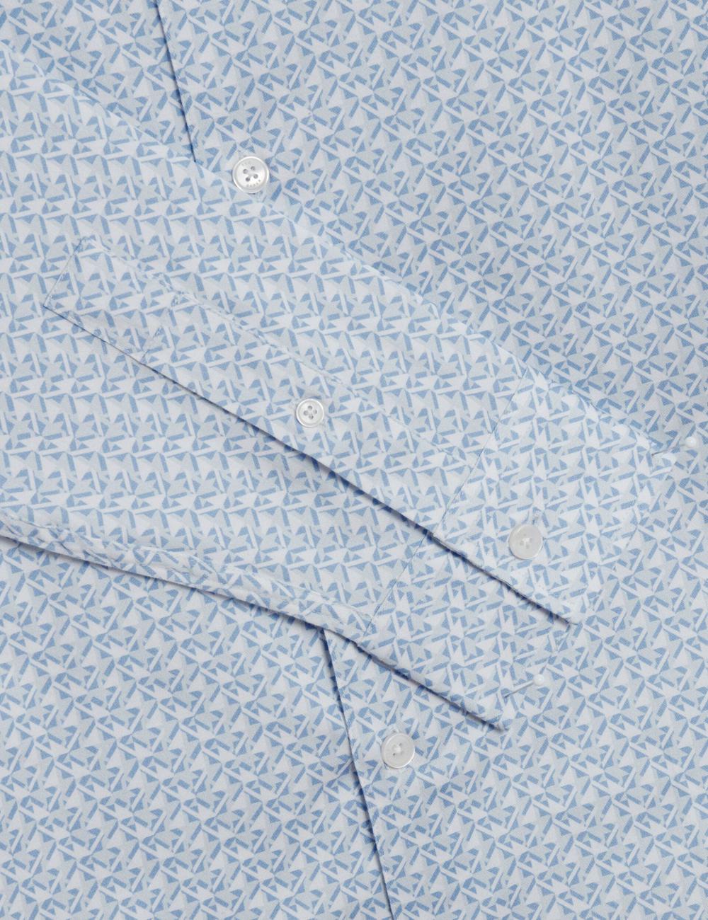 Chemises Ted Baker ALPHAIS - Regular Fit Geometric Pure Cotton Homme Bleu | Paris  13270-FJBR