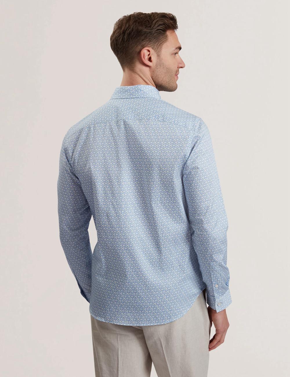 Chemises Ted Baker ALPHAIS - Regular Fit Geometric Pure Cotton Homme Bleu | Paris  13270-FJBR