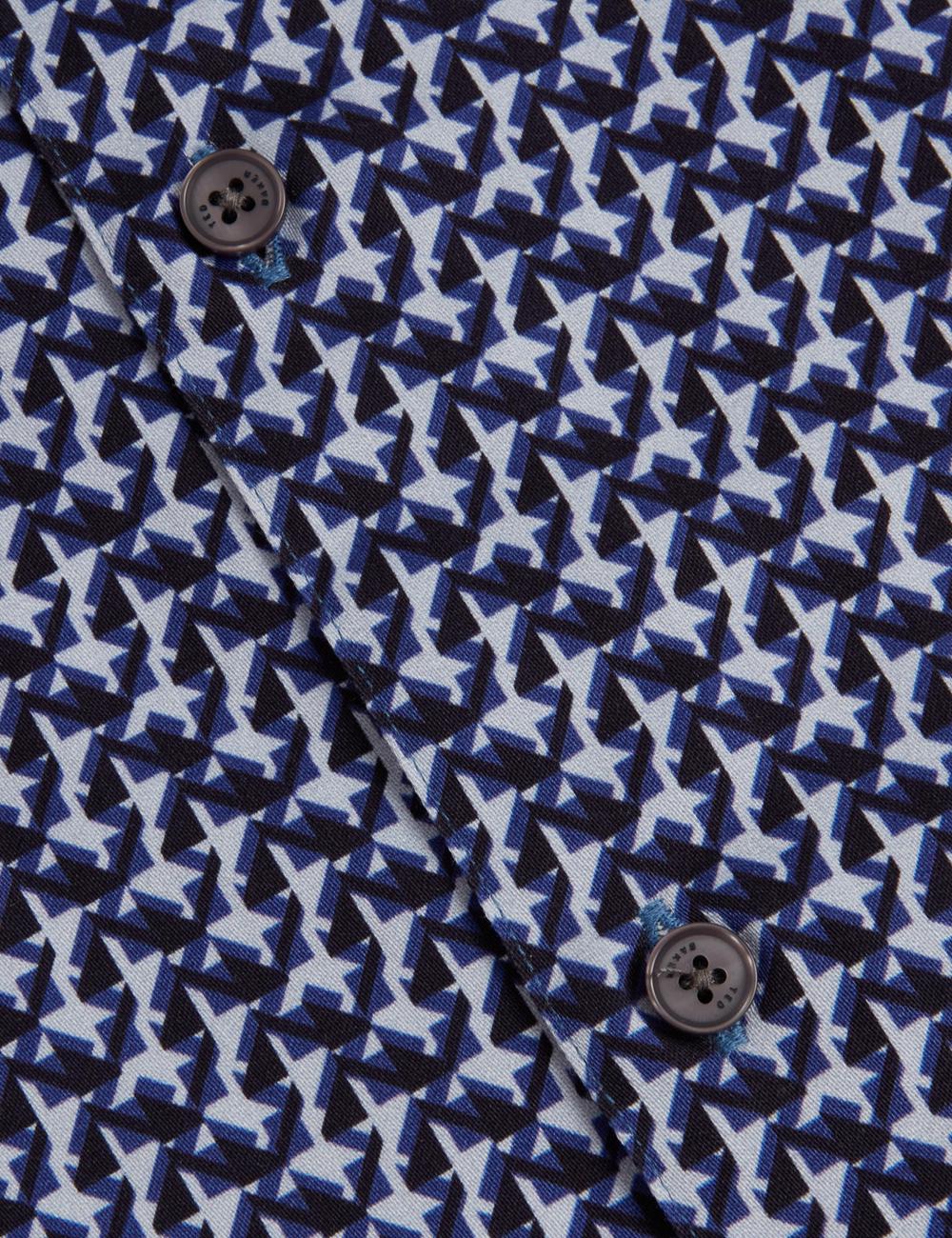 Chemises Ted Baker ALPHSO SS Regular Fit Geo Homme Bleu Marine | Paris  35486-RZKP
