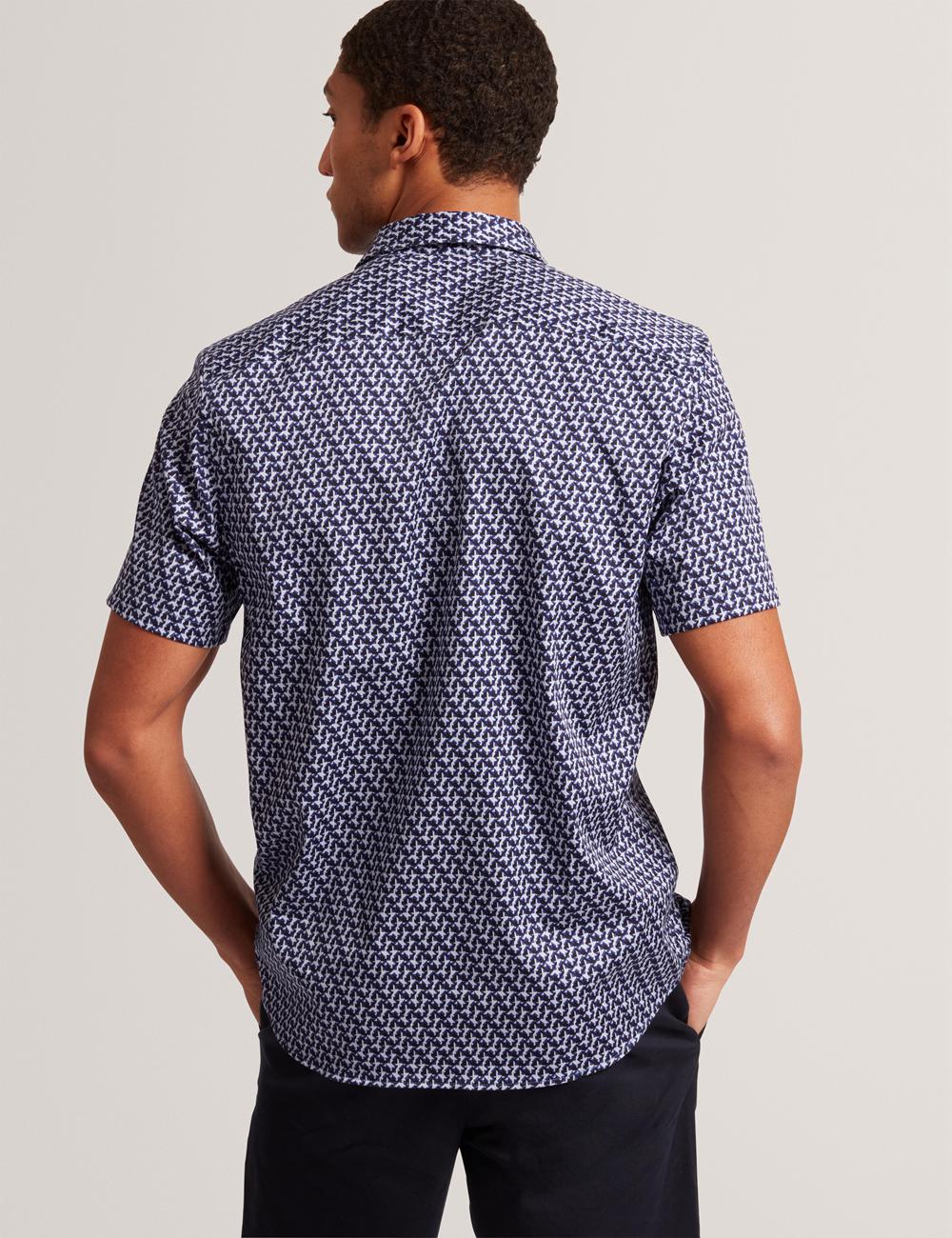 Chemises Ted Baker ALPHSO SS Regular Fit Geo Homme Bleu Marine | Paris  35486-RZKP