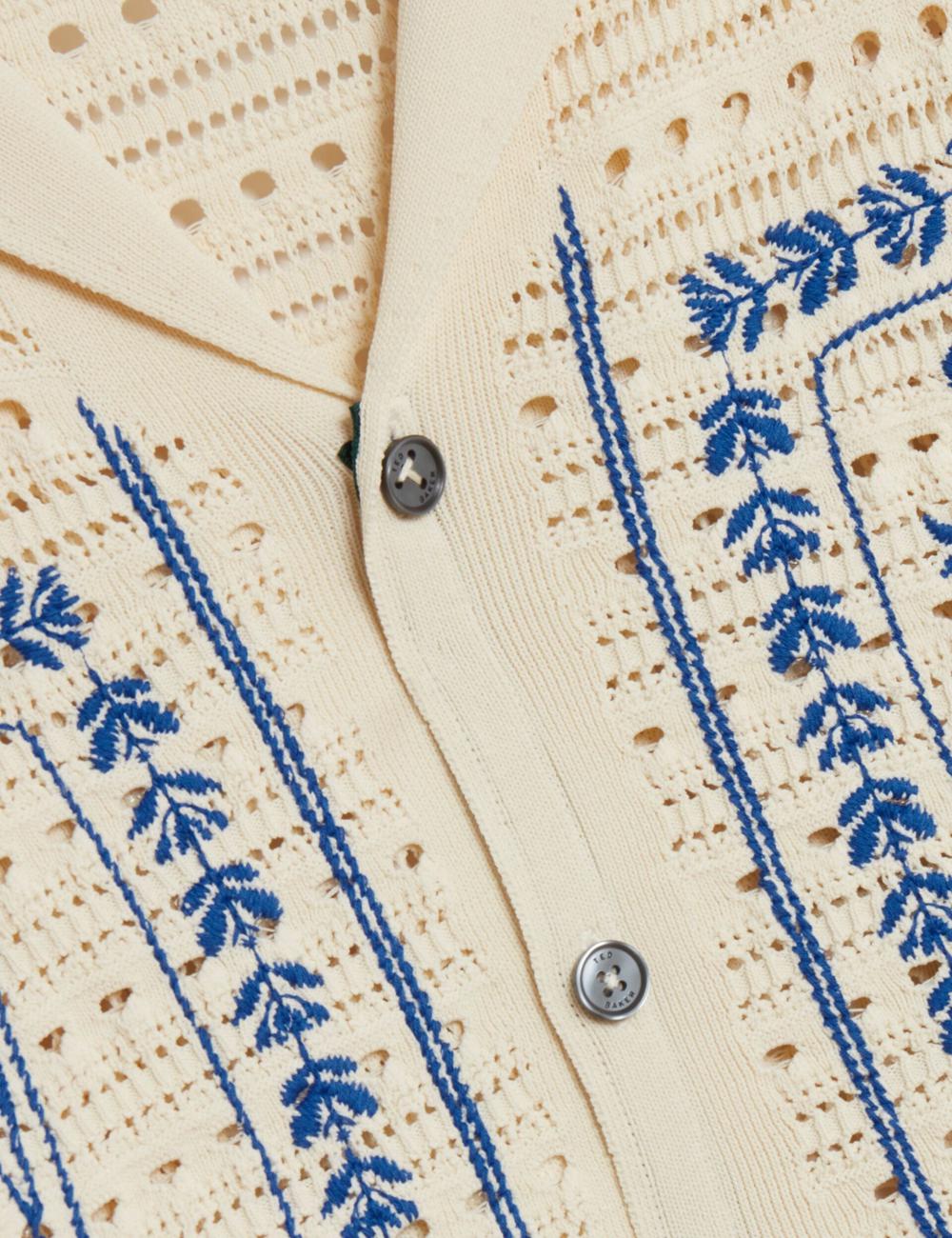 Chemises Ted Baker BARRI - Short Sleeve Crochet Embroidered Homme Ecru | Paris  59708-DYZR