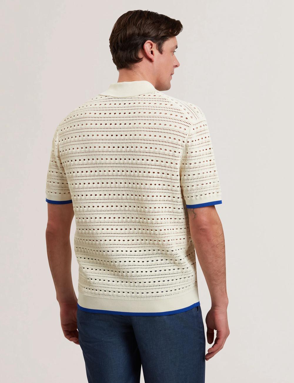 Chemises Ted Baker BARRI - Short Sleeve Crochet Embroidered Homme Ecru | Paris  59708-DYZR