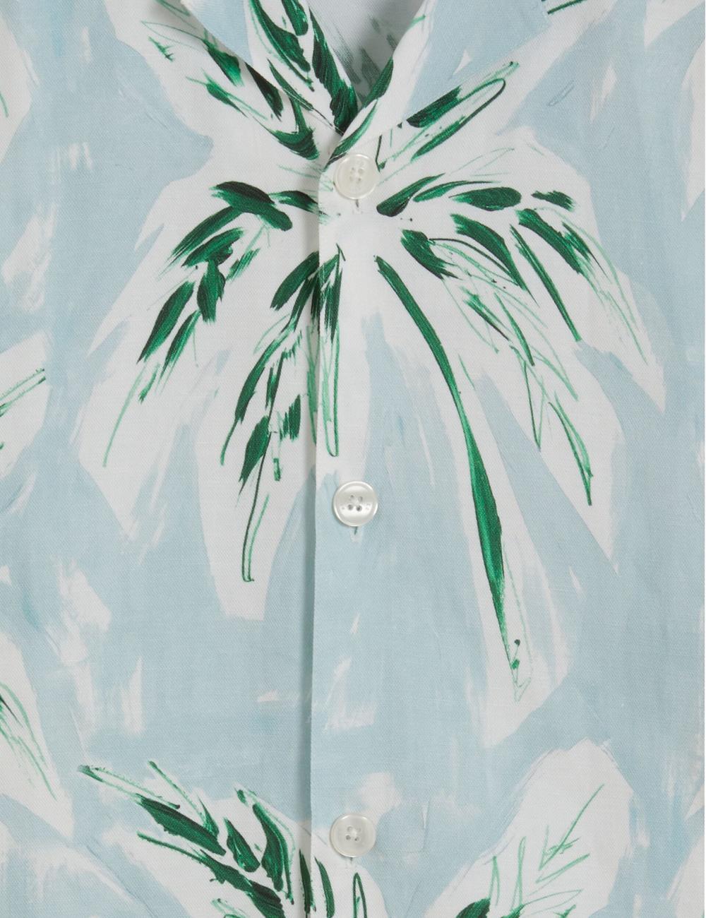 Chemises Ted Baker BOCHE - Short Sleeve Regular Tropical Palm Tree Homme Vert | Paris  38916-GHOE