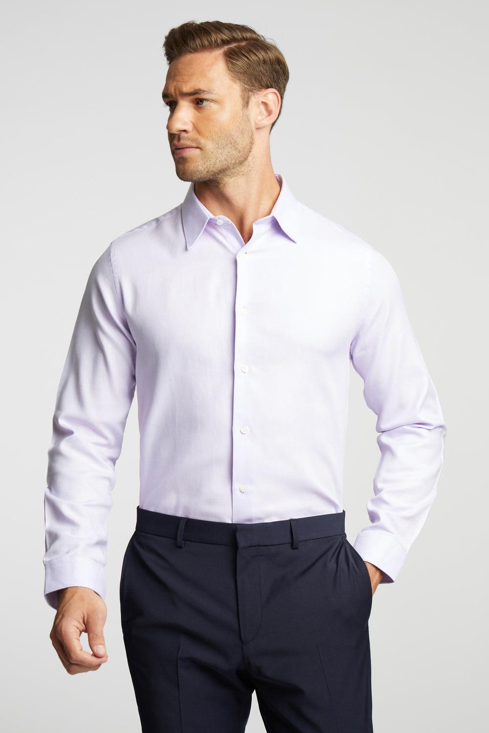 Chemises Ted Baker DALTON - Dobby Textured Cotton Slim Fit Homme Lilac | Paris  18074-TVDY