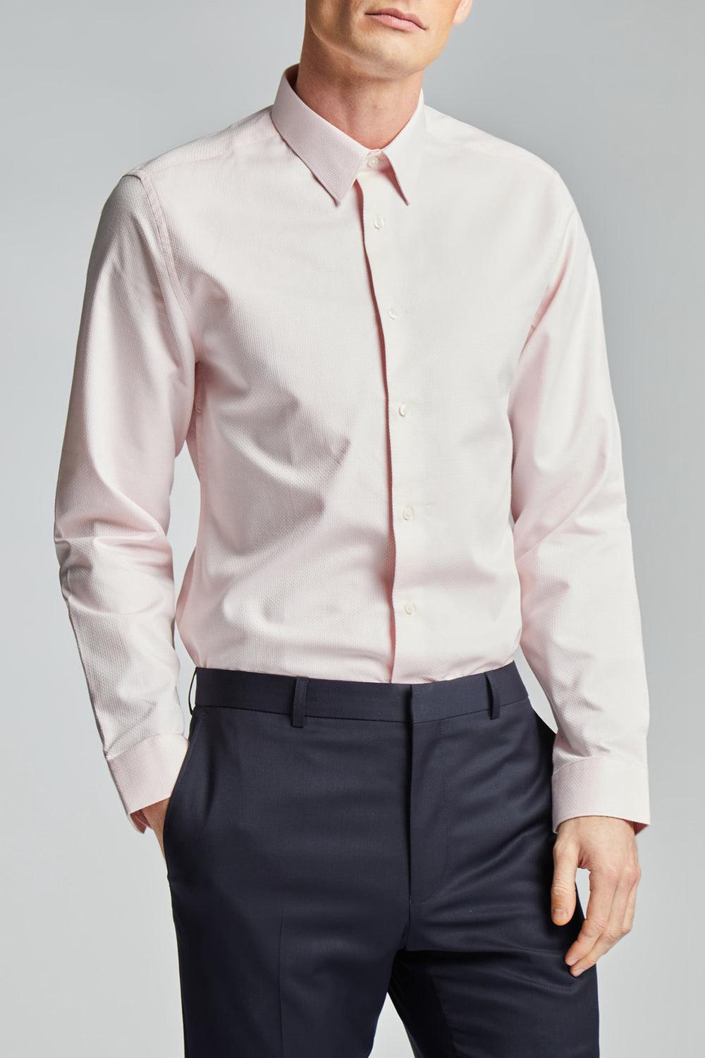 Chemises Ted Baker DORAIN - Textured Cotton Long Sleeve Homme Rose | Paris  89537-EIHQ