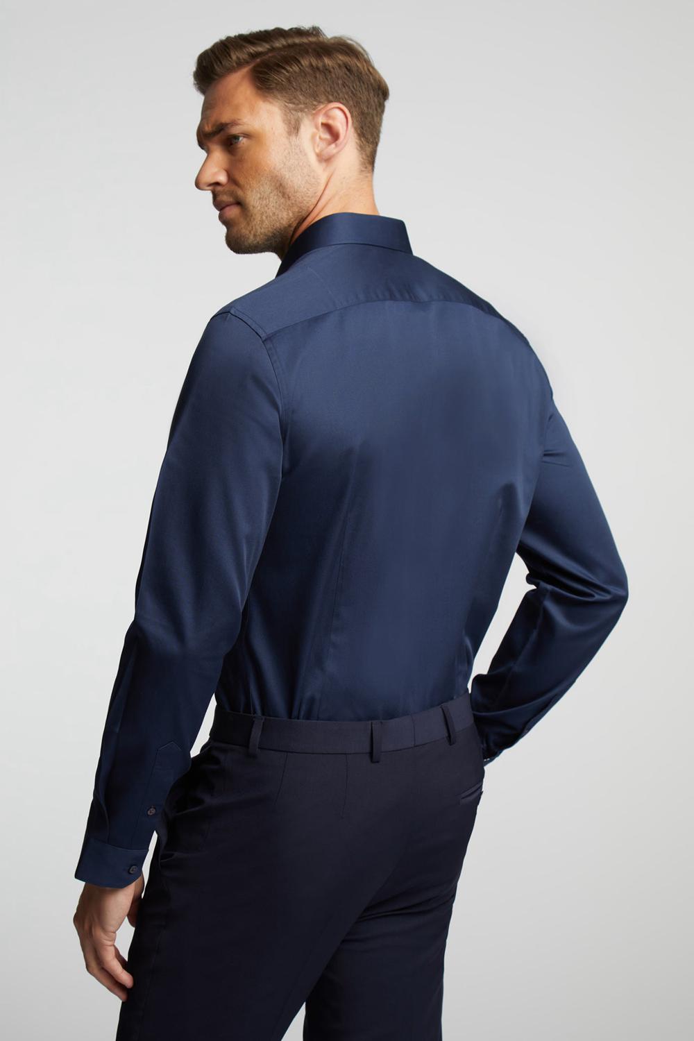 Chemises Ted Baker DUDDON - Navy Slim Fit Long Sleeve Cotton Homme Bleu Marine | Paris  40628-UYNS