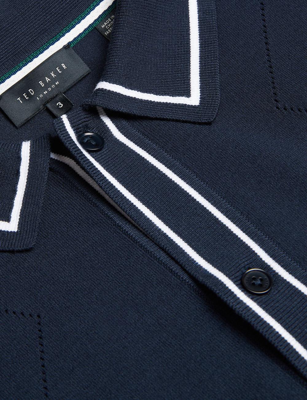 Chemises Ted Baker ELMDON LS Diamond Button Through Homme Bleu Marine | Paris  61425-IFNO