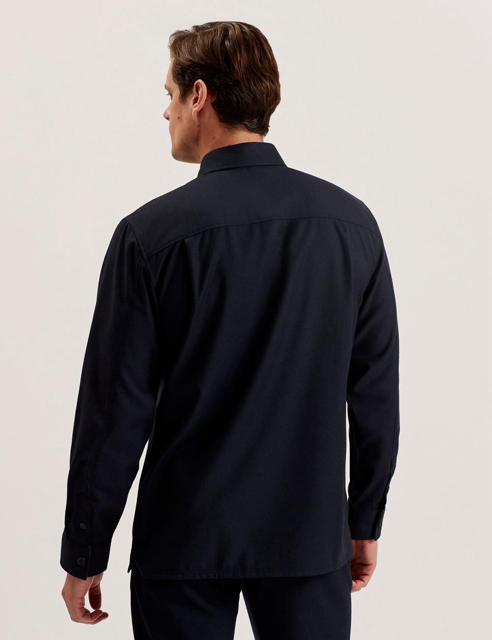 Chemises Ted Baker GAIUS - Wool Blend With Pocket Detail Homme Bleu Marine | Paris  87210-ZCAQ