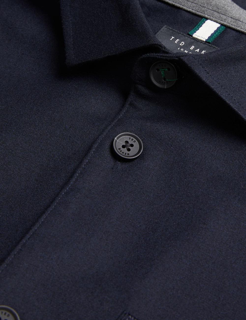 Chemises Ted Baker GAIUS - Wool Blend With Pocket Detail Homme Bleu Marine | Paris  87210-ZCAQ