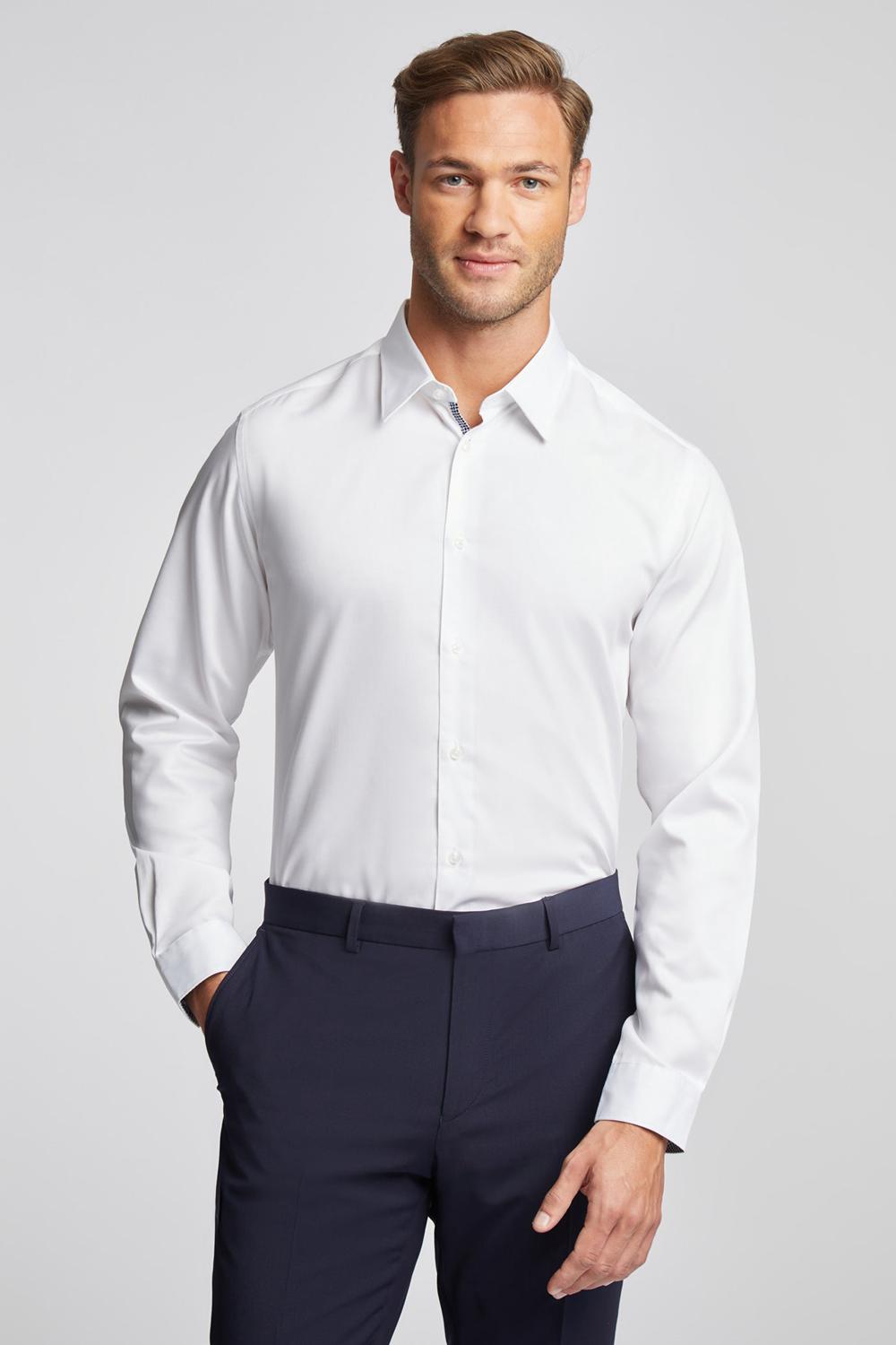 Chemises Ted Baker HOLMES - Slim Fit Plain Cotton Homme Blanche | Paris  43872-KYDQ