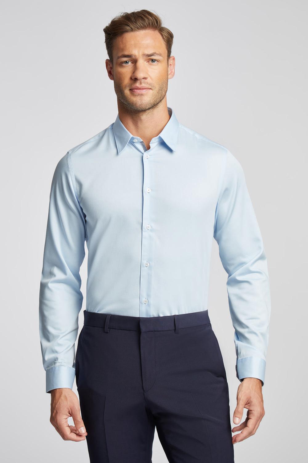Chemises Ted Baker ISLA - Slim Fit Pure Cotton Homme Bleu | Paris  82536-TXDW