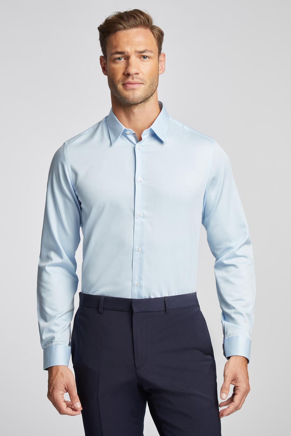 Chemises Ted Baker ISLA - Slim Fit Pure Cotton Homme Bleu | Paris  82536-TXDW
