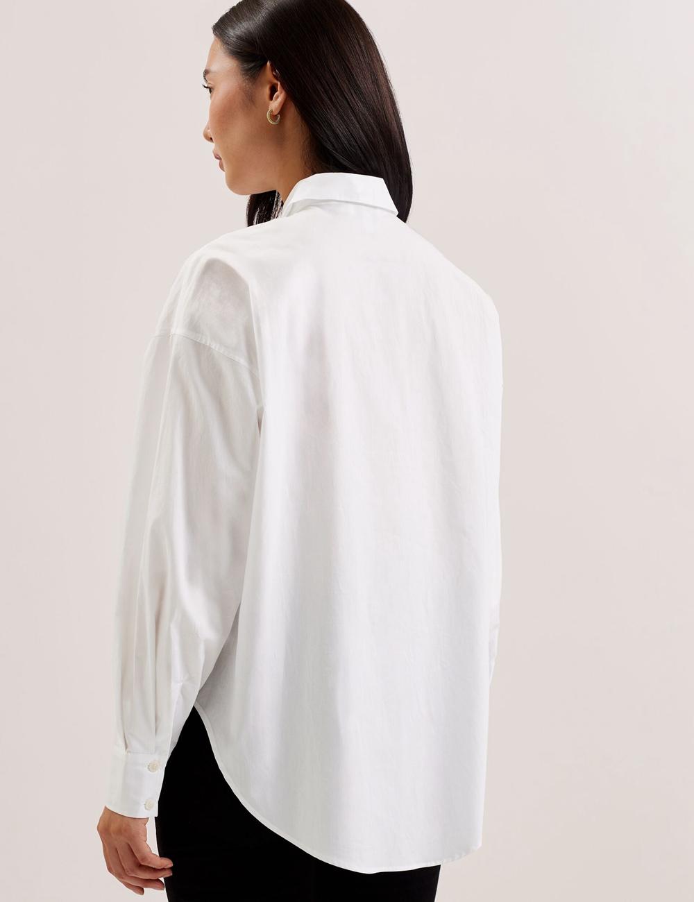 Chemises Ted Baker IZOTE - Oversized Drop Shoulder Bib Detail Femme Blanche | Paris  13047-EOZM